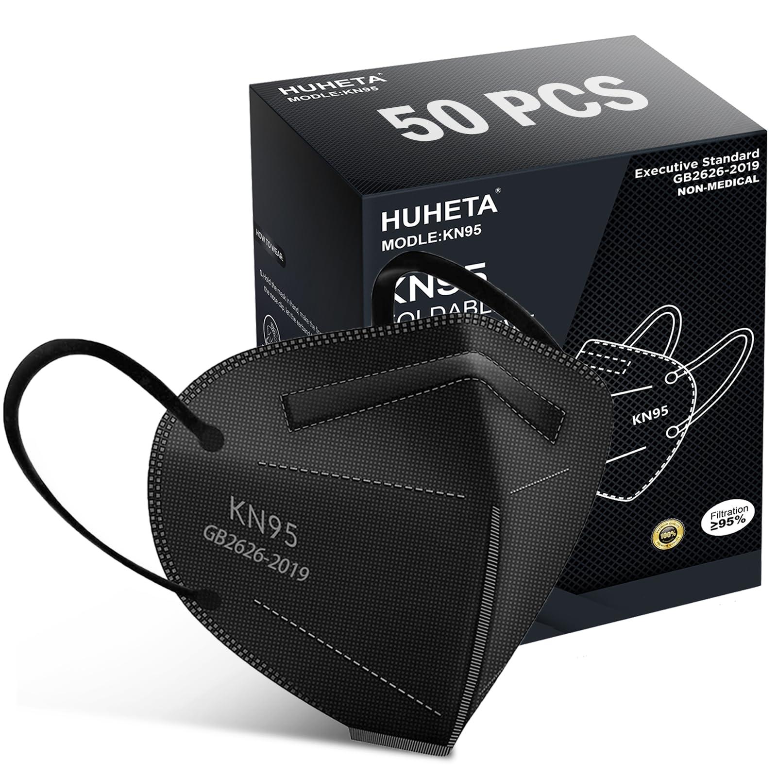 HUHETA 50 PCs KN95 Face Mask, 5-Layer Face Mask Filter Efficiency≥95%