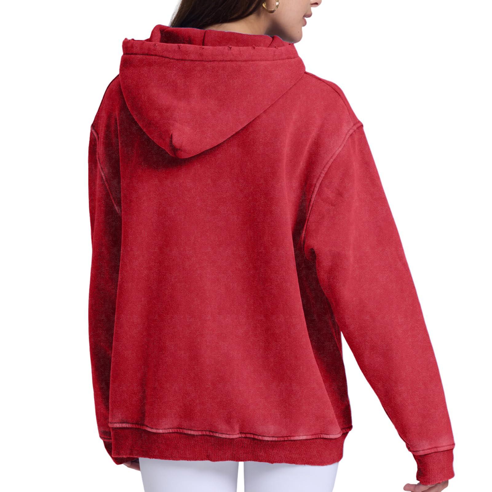FAIABLE Womens Oversized Vintage Acid Wash Cotton Fleece Hoodie for Women - Image 4