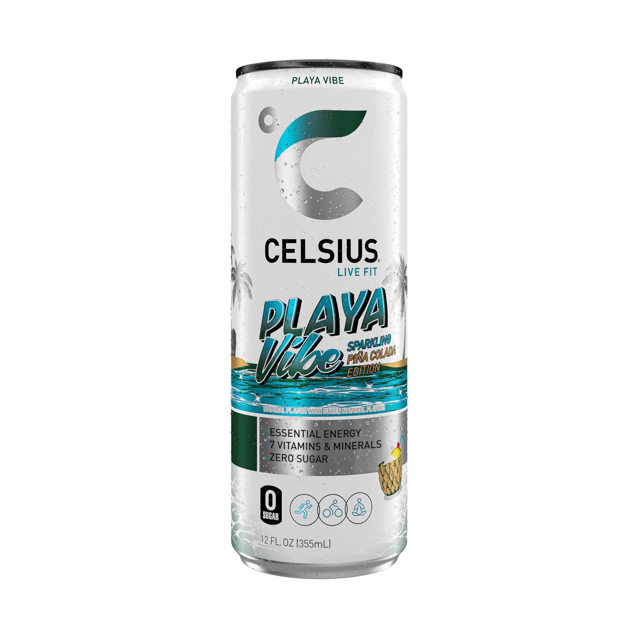 CELSIUS PLAYA VIBE™ Sparkling Pina Colada, Sugar Free Energy Drink, 12 Fl Oz (Pack of 12) - Image 5