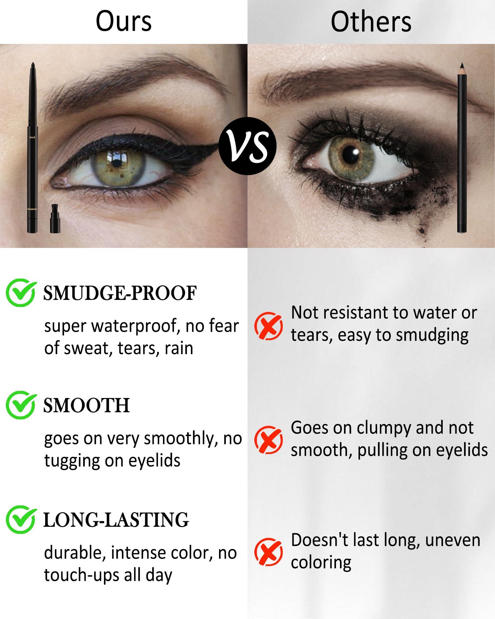 Black Gel Eyeliner for Older Women, Waterproof Smudge-Proof Retractable Eyeliner Pencil, Long Lasting 24H, Matte Cream Eyeliner Waterline with Sharpener, Eye Liner for Mature Women Sensitive Eyes-2Pcs - Image 5