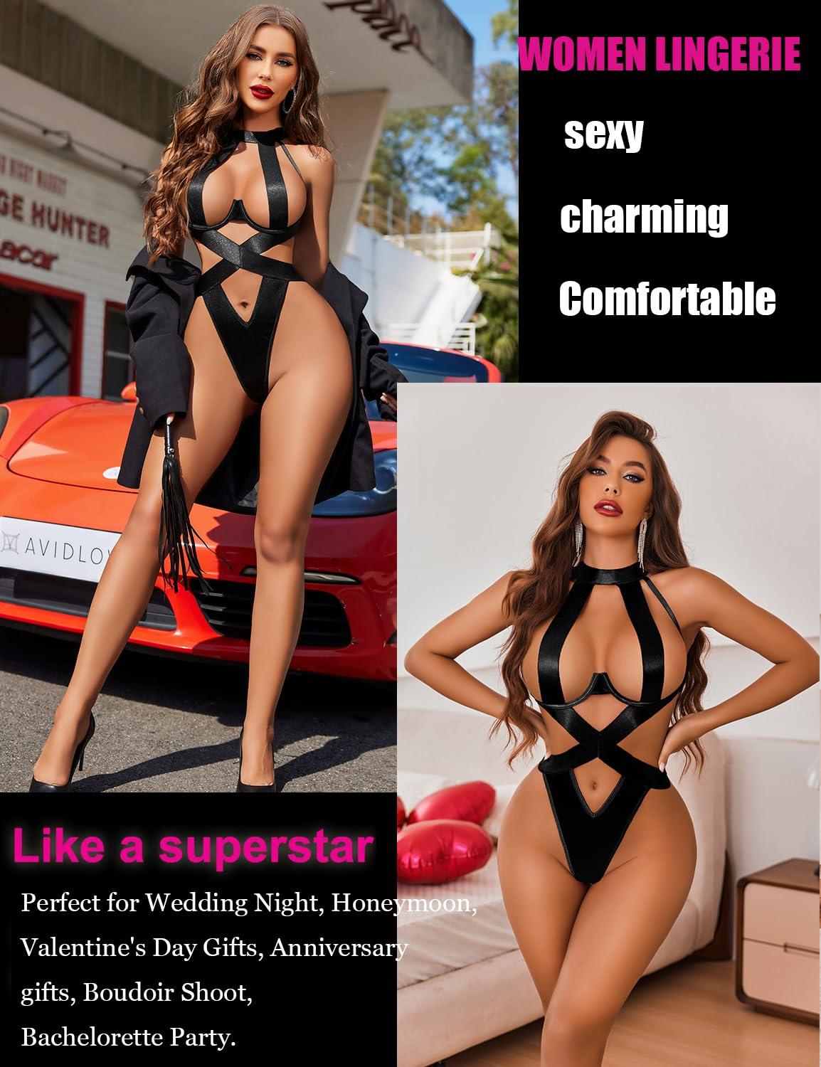 Avidlove Women Lingerie Sexy Bodysuit Strappy Teddy Lingeries One Piece Mini Babydoll with Underwire - Image 5