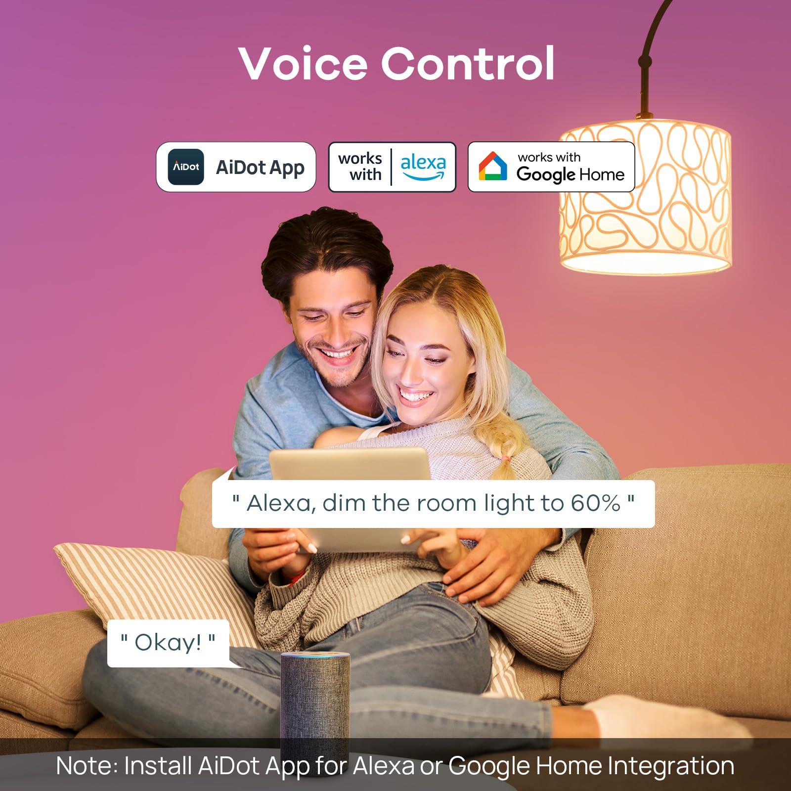 Linkind Smart Light Bulbs, Smart Bulb That Work with Alexa & Google Home, LED Light Bulbs Color Changing, 104 Preset Scene, Music Sync, A19 E26 2.4GHz RGBTW WiFi Bluetooth Light Bulb 60W, 800LM, 4Pack - Image 3