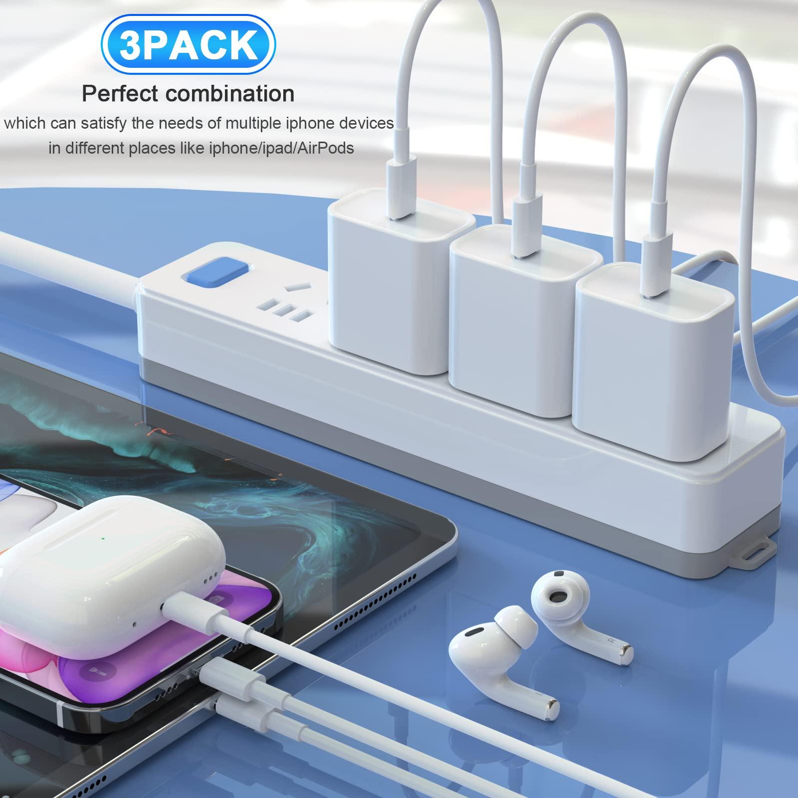 3Pack iPhone Charger [MFi Certified], iGENJUN 20W PD USB C Wall Charger Block with 6FT Type C to Lightning Cable Fast Charging Adapter Compatible with iPhone 14/14 Pro Max/13/XS/XR/X-White - Image 5