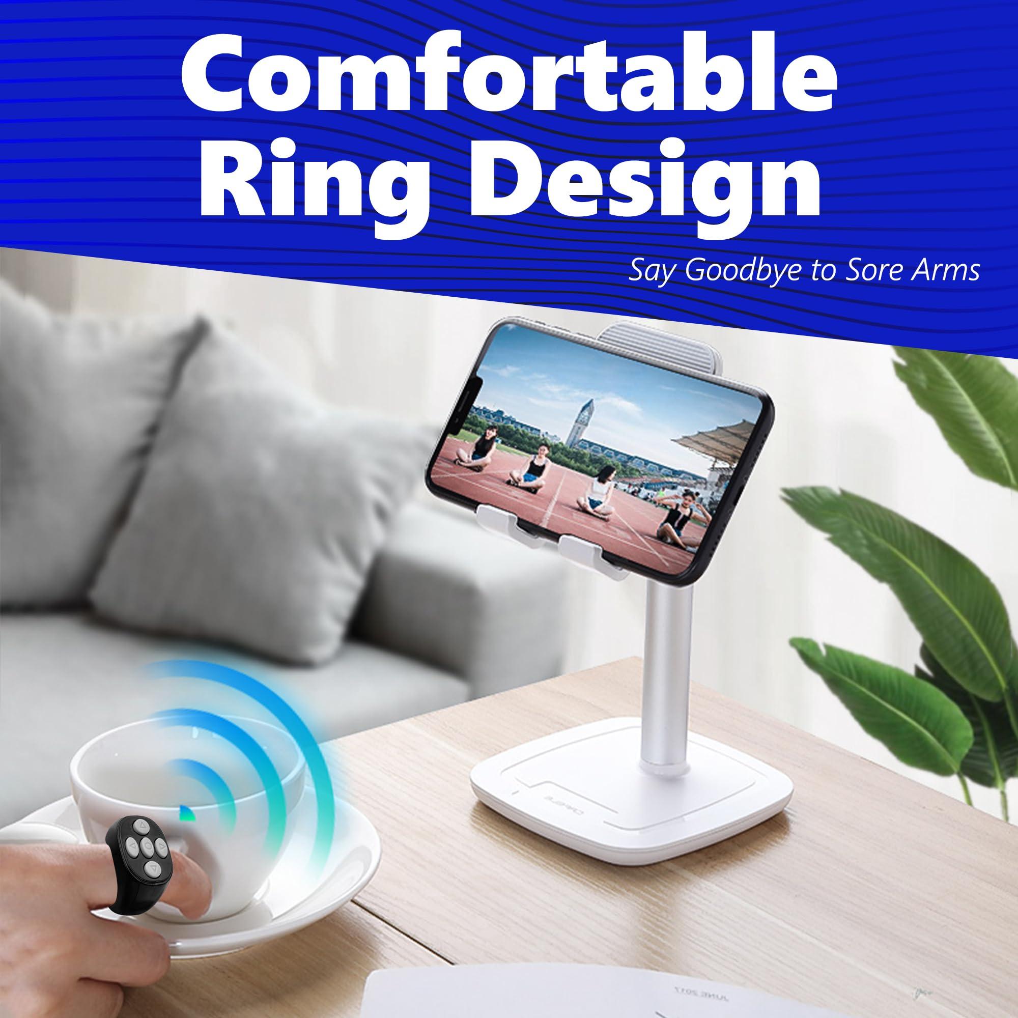 SEVENPARK Fingertip Wireless Bluetooth Remote Control - 2025 New Video Scrolling Ring Remote, Page Turner, Rechargeable Camera Video Recording Remote for TikTok and More (Black+Pink+White) - Image 5