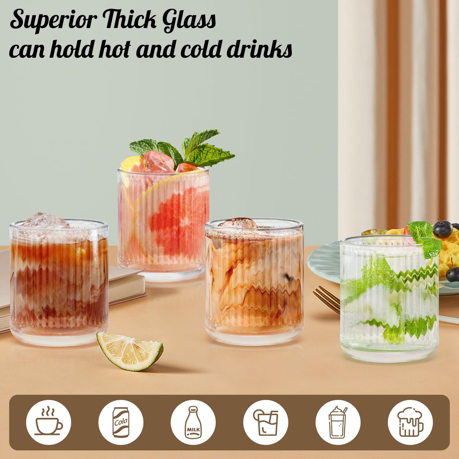 Topsky Vintage Drinkware Set of 6, 260ml Origami Style Drinking Glass,9 oz Transparent Glass Cups Wine Glasses for Whisky,Beer,Juice,Cocktail,Heavy Duty - Image 4