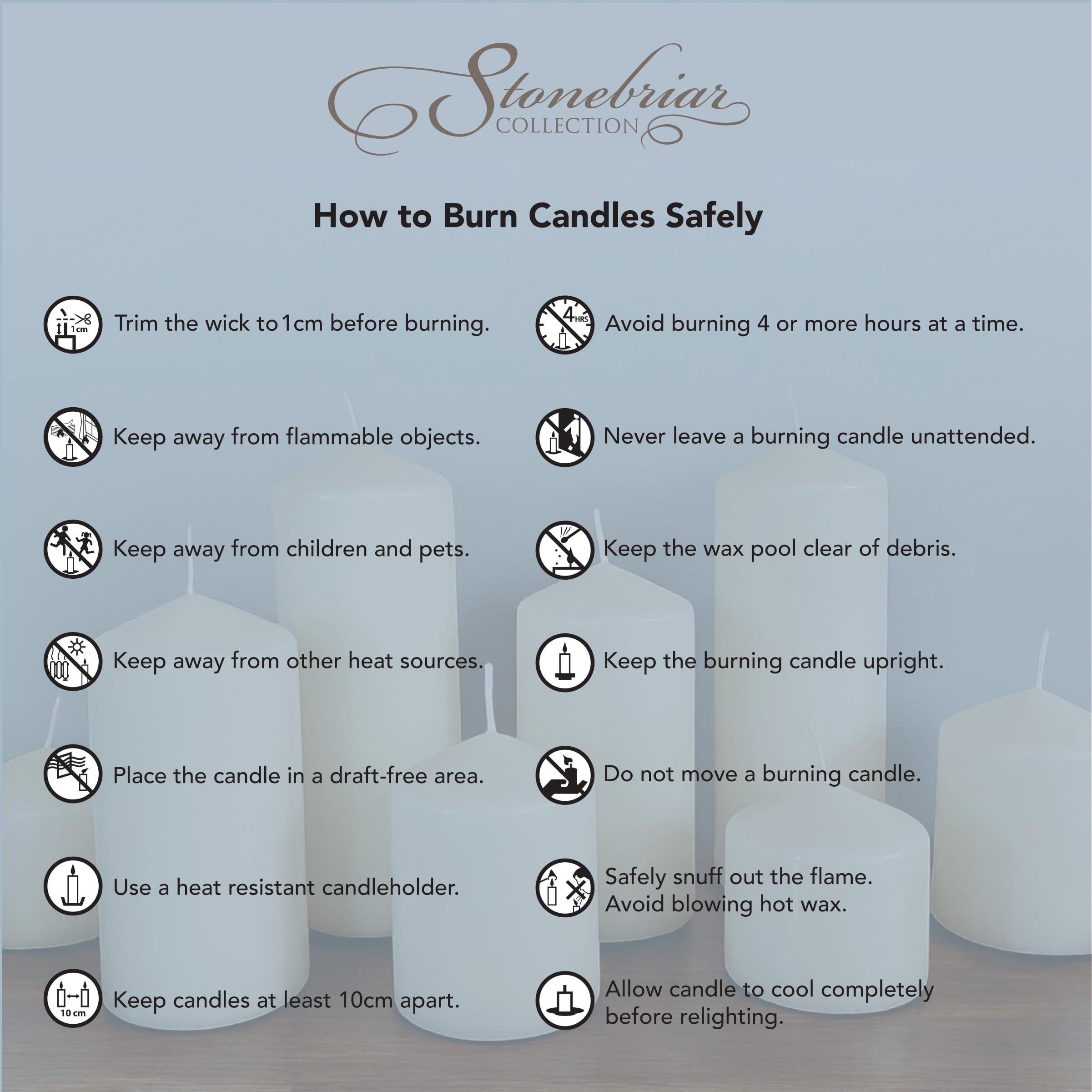 Stonebriar Unscented White Tall Pillar Candles, 18 Hour Burning Candle Pillars, Perfect for Decor, Weddings, Emergencies 3" X 3", 6 count - Image 10
