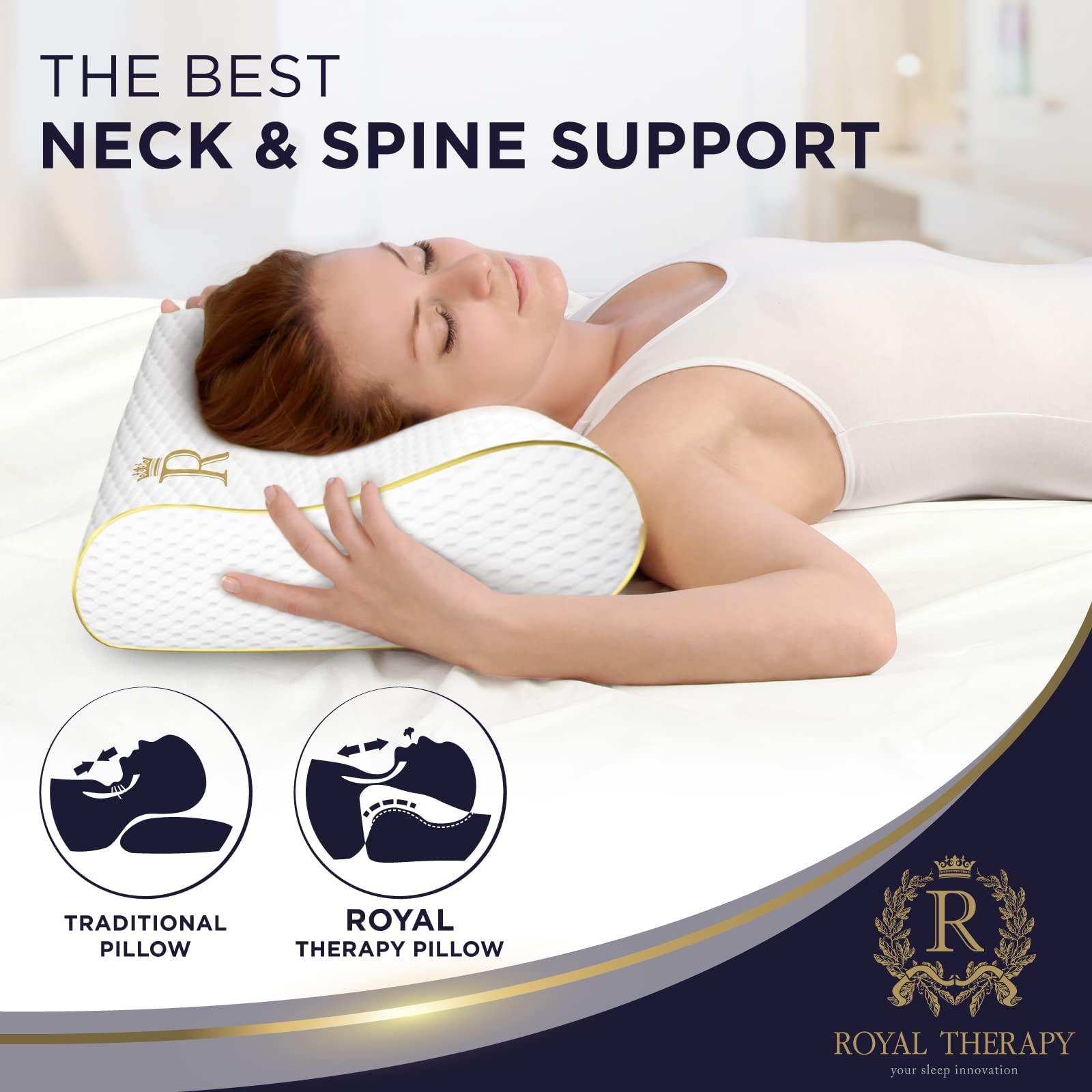 Royal Therapy Memory Foam Pillow, Queen Neck Pain Relief, Contour Cervical Pillow, for Neck and Shoulder Pain, Side, Back and Stomach Sleeper - Image 4