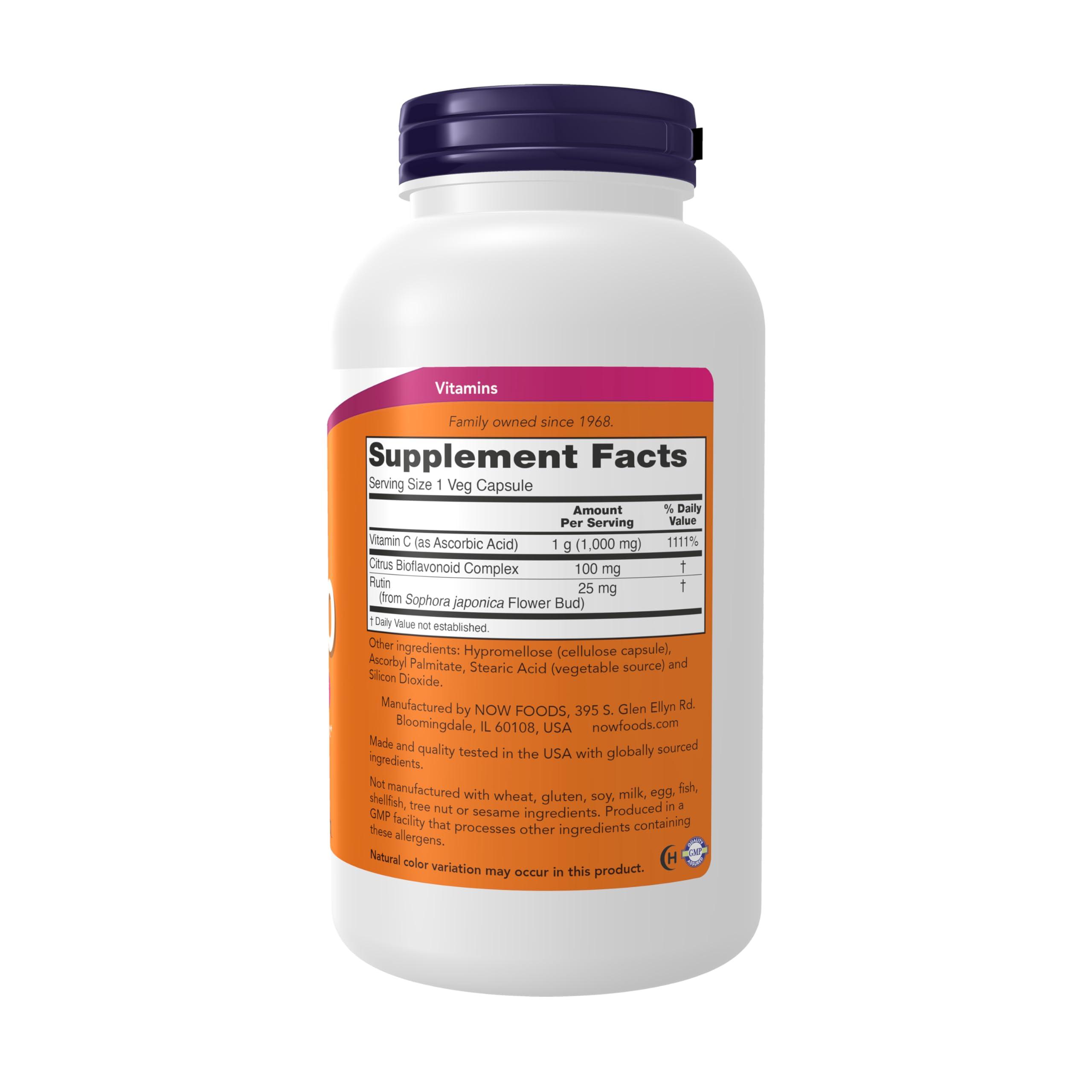 NOW Foods Supplements, Vitamin C-1,000 with 100 mg of Bioflavonoids, Antioxidant Protection*, 250 Veg Capsules - Image 2
