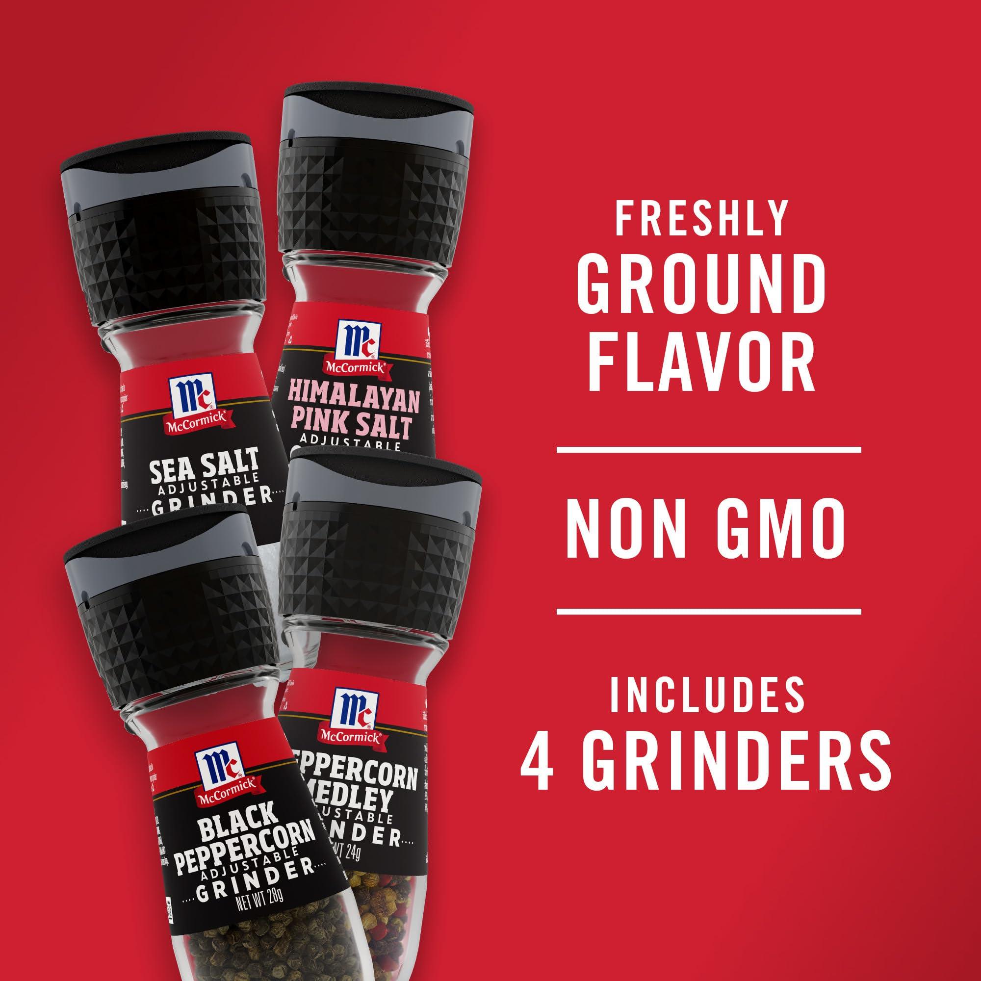 McCormick Salt & Pepper Grinder Variety Pack, Himalayan Pink Salt, Sea Salt, Black Peppercorn, and Peppercorn Medley, 6.47 oz - Image 14