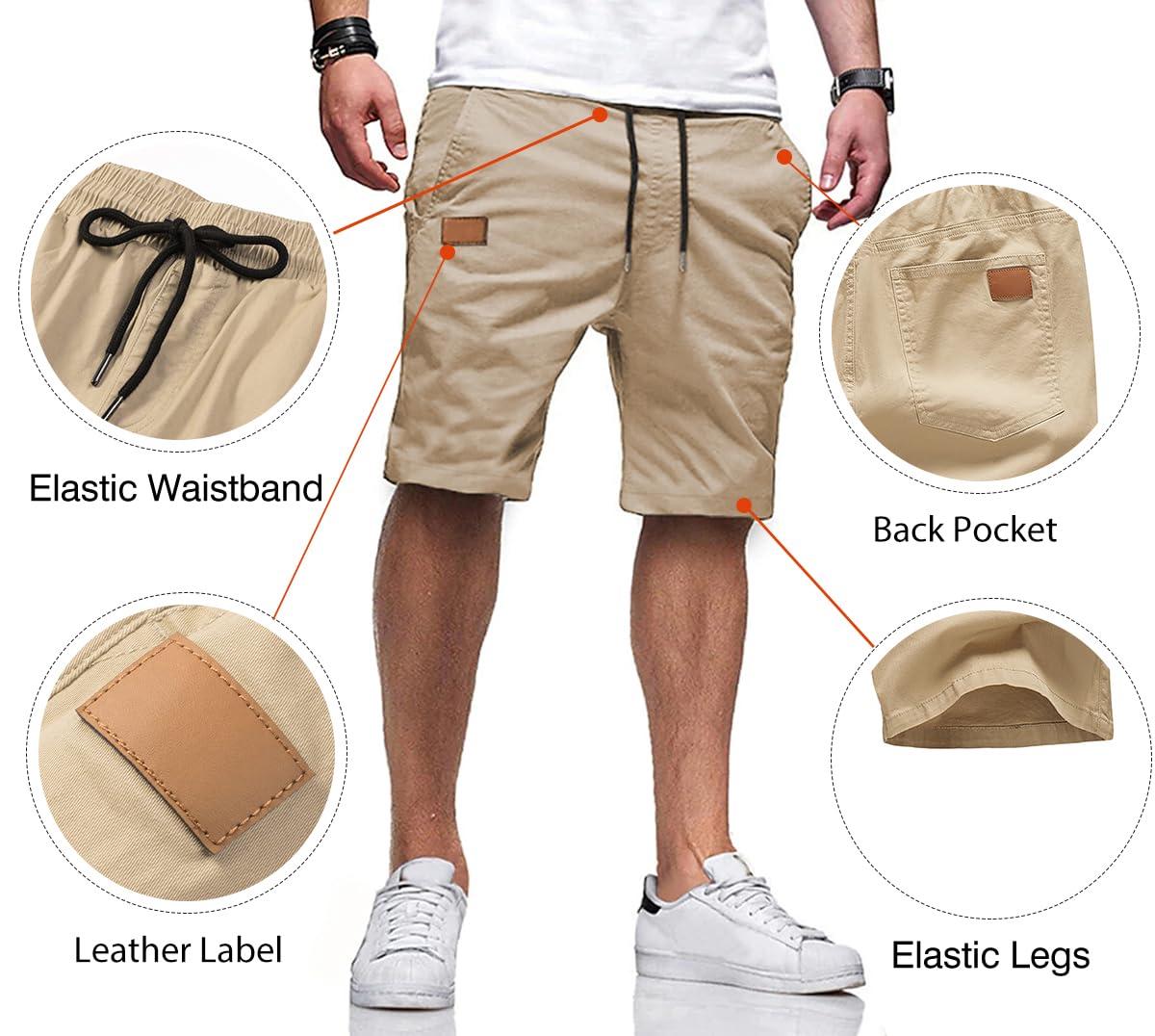JMIERR Mens Casual Shorts - Cotton Drawstring Summer Beach Stretch Twill Chino Golf Shorts - Image 3