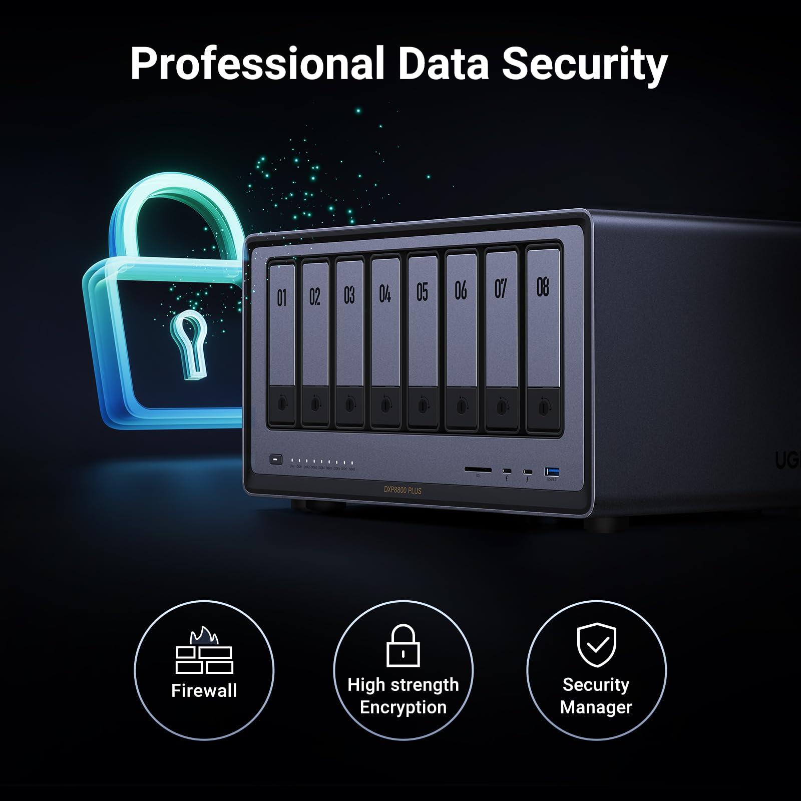 UGREEN NASync DXP8800 Plus 8-Bay Desktop NAS, Intel i5 1235u 10-Core CPU, 8GB DDR5 RAM, 128G SSD, 2 * 10GbE, 2 * M.2 NVMe Slots, 8K HDMI, 2 * TBT4, Network Attached Storage (Diskless) - Image 7