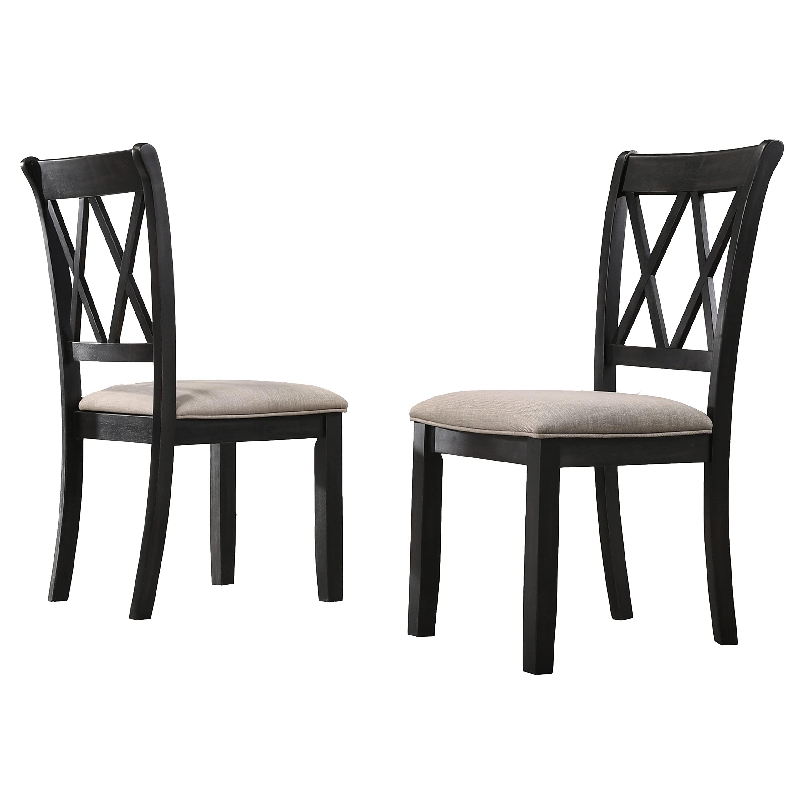 Roundhill Furniture Windvale Fabric Upholstered Dining Chair, Set of 2, Black - Image 8