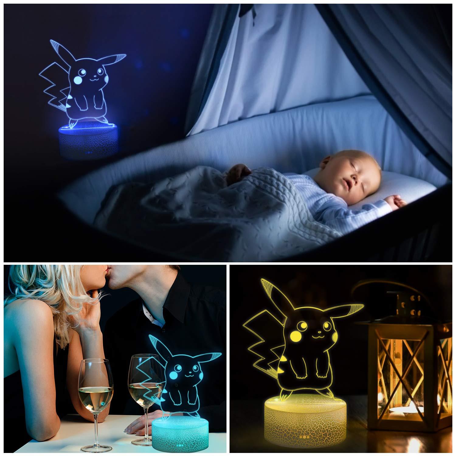 yiwoo 3D Illusion Night Light,7 Colors Gradual Changing Touch Switch USB Table Lamp for Holiday Gifts or Home Decorations, Acrylic - Image 6