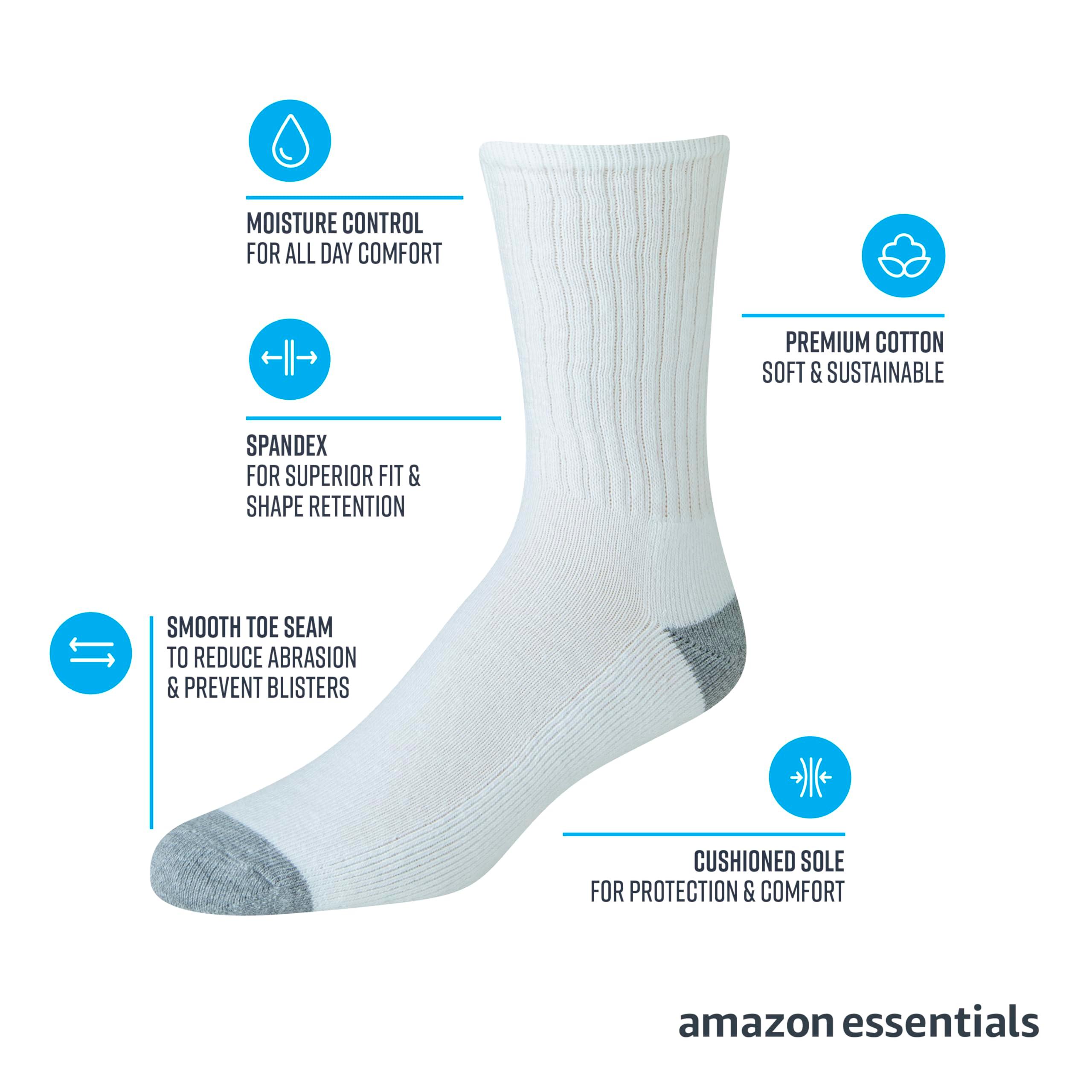 Amazon Essentials Men's Cotton Crew Socks - Comfortable, Durable, Half-Cushioned, 10 Pairs - Image 2