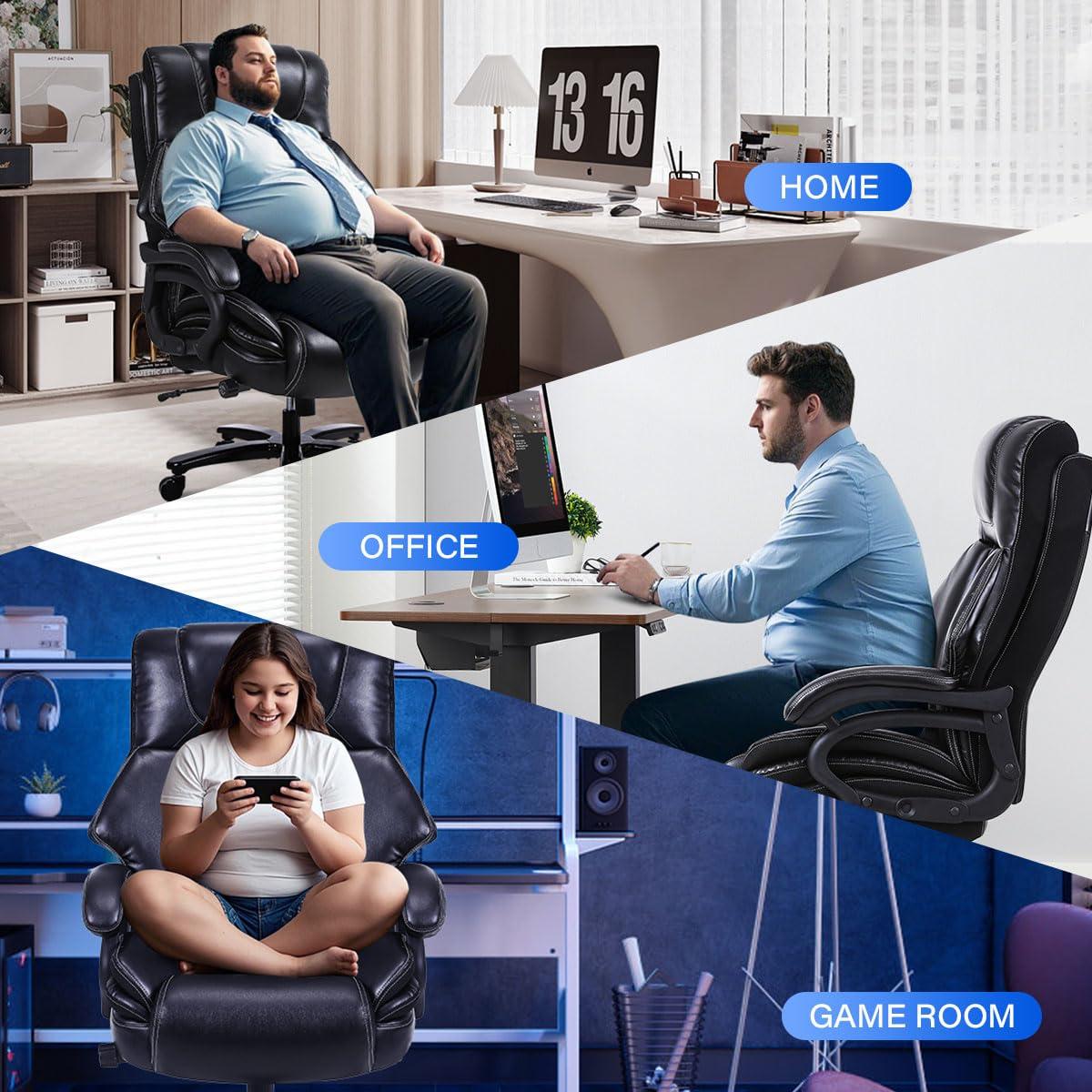 Big and Tall Office Chair 650lbs Heavy Duty Executive Chair with Adjustable Lumbar Support, Wide Seat, Ergonomic High-Back Leather Desk Chair for Heavy People - Image 9