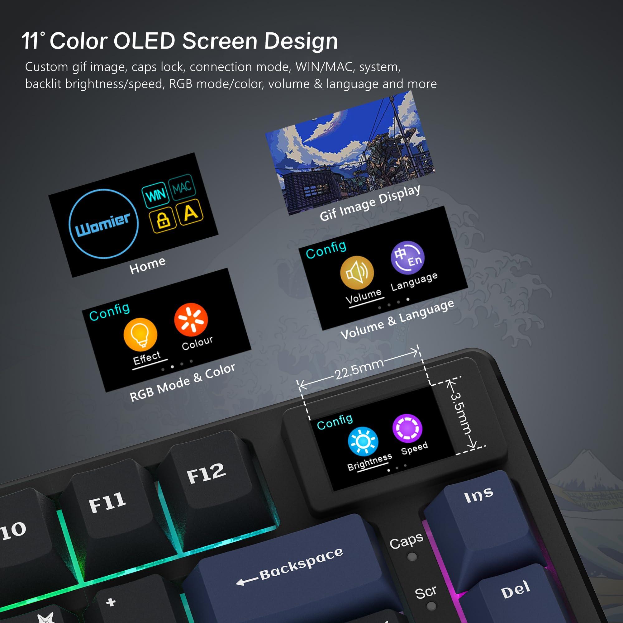 Womier S-K80 75% Keyboard with Color Multimedia Display Mechanical Gaming Keyboard, Wired Hot Swappable Gasket Mount RGB Custom Key Board, Pre-lubed Stabilizer for Mac/Win, Black Kanagawa - Image 2