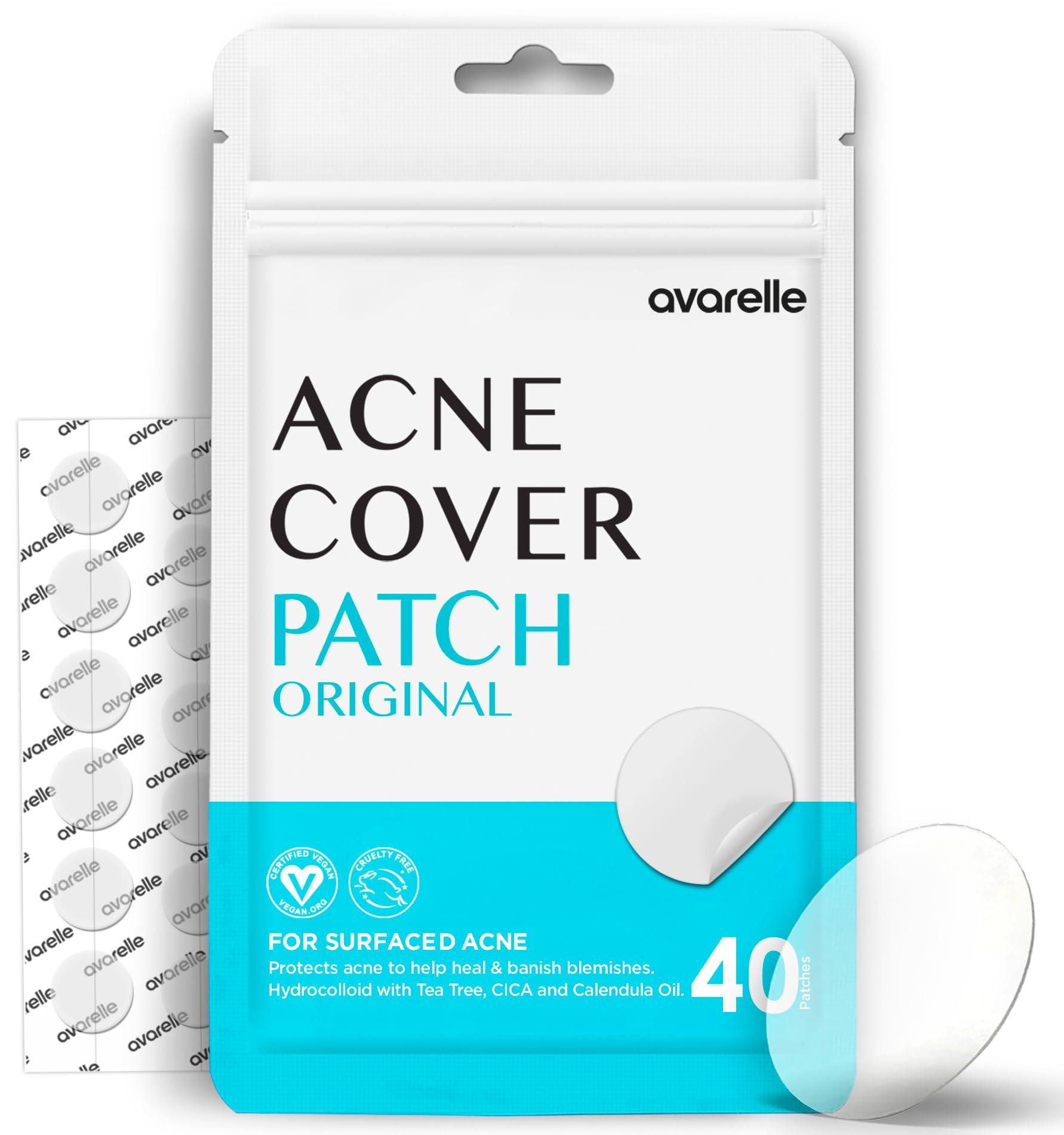 AVARELLE Acne Cover Patches, FSA HSA Eligible Hydrocolloid Pimple Patches for Face with Tea Tree Oil, Korean Skincare Zit Patches for Face | FSA HSA Store Eligible Items | Vegan, Cruelty-free