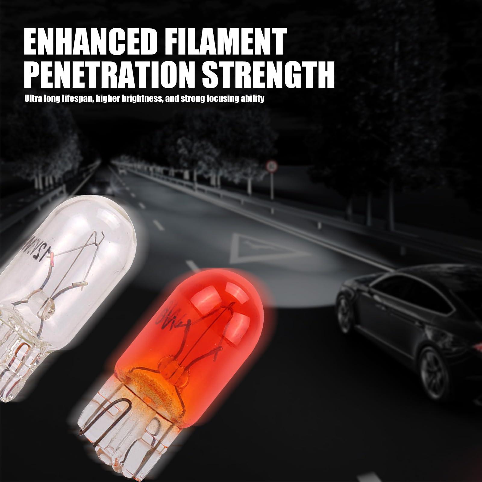 GKmow 100 PCS Car Brake Light Bulb, T10 12V 5W Halogen Incandescent, Turn Signal, Reverse Light, Daytime Running Bulb, Replacement for Cars, Trucks, SUVs (White) - Image 4