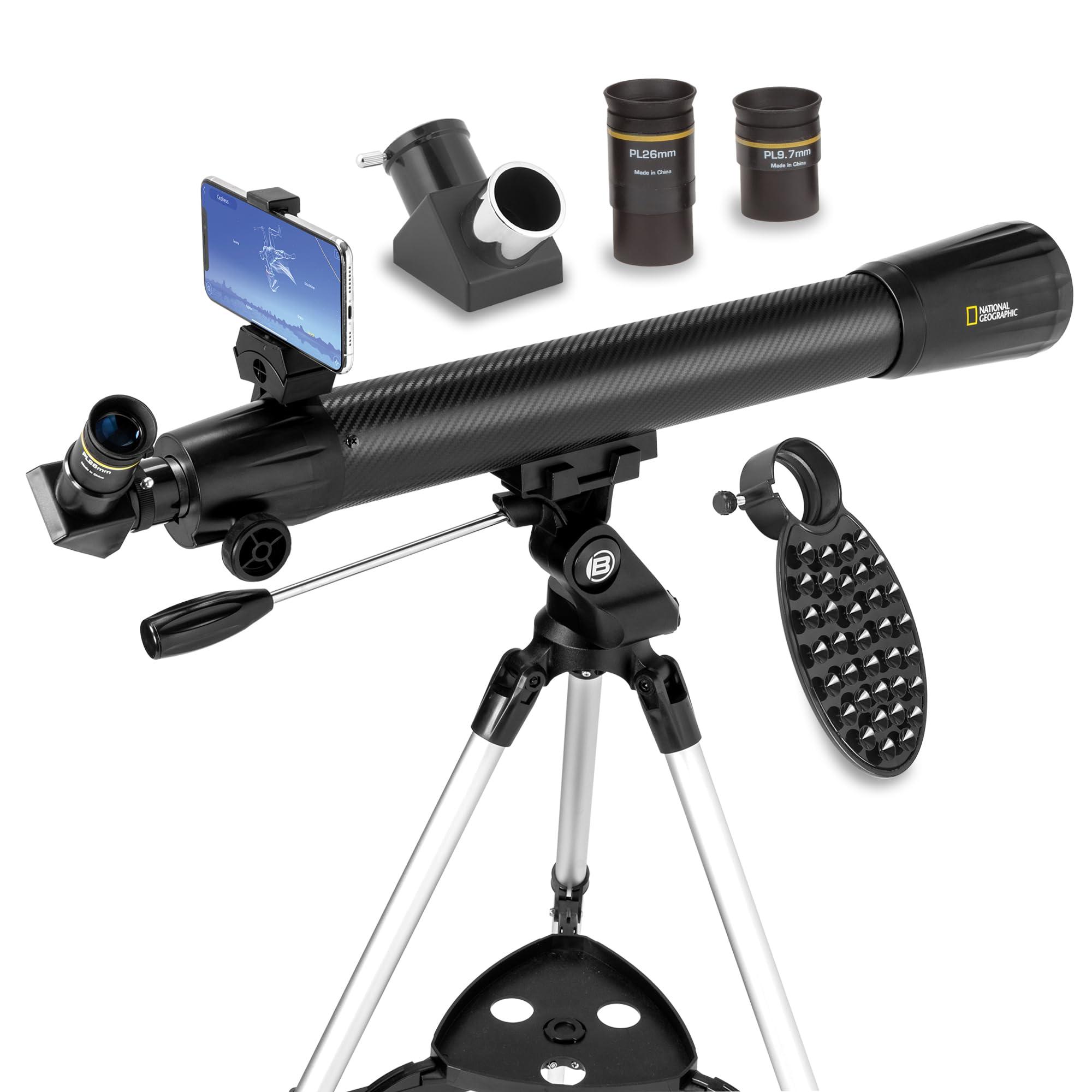 National Geographic 70mm Astronomical Refractor Telescope with Fully Coated Optics Adjustable Tripod and Astronomy App for Young Astronomers and Adult Sky Watchers