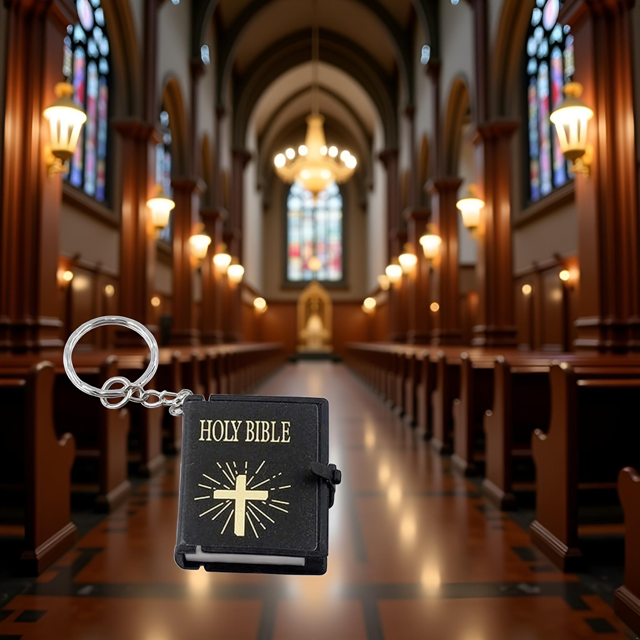 Black Bible Keychain, Sacred Pendant Accessories English Mini Religious Cross Car Key Chain Cross Key Ring Bag Pendant,Clothing, Shoes and Jewelry Automobile Keychains - Image 7
