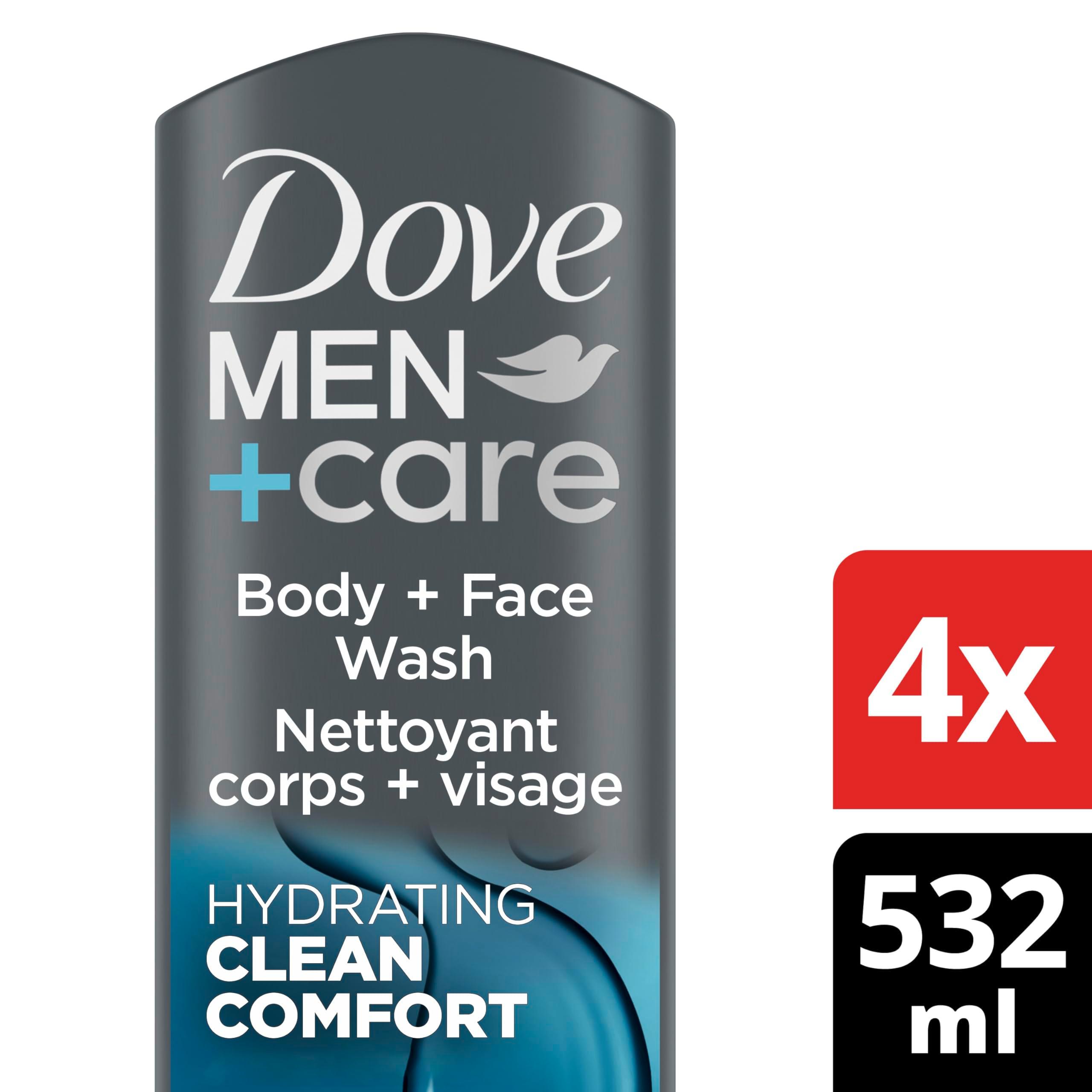 DOVE MEN + CARE Body and Face Wash Clean Comfort 4 Count for Healthier and Stronger Skin Effectively Washes Away Bacteria While Nourishing Your Skin, 18 oz - Image 2