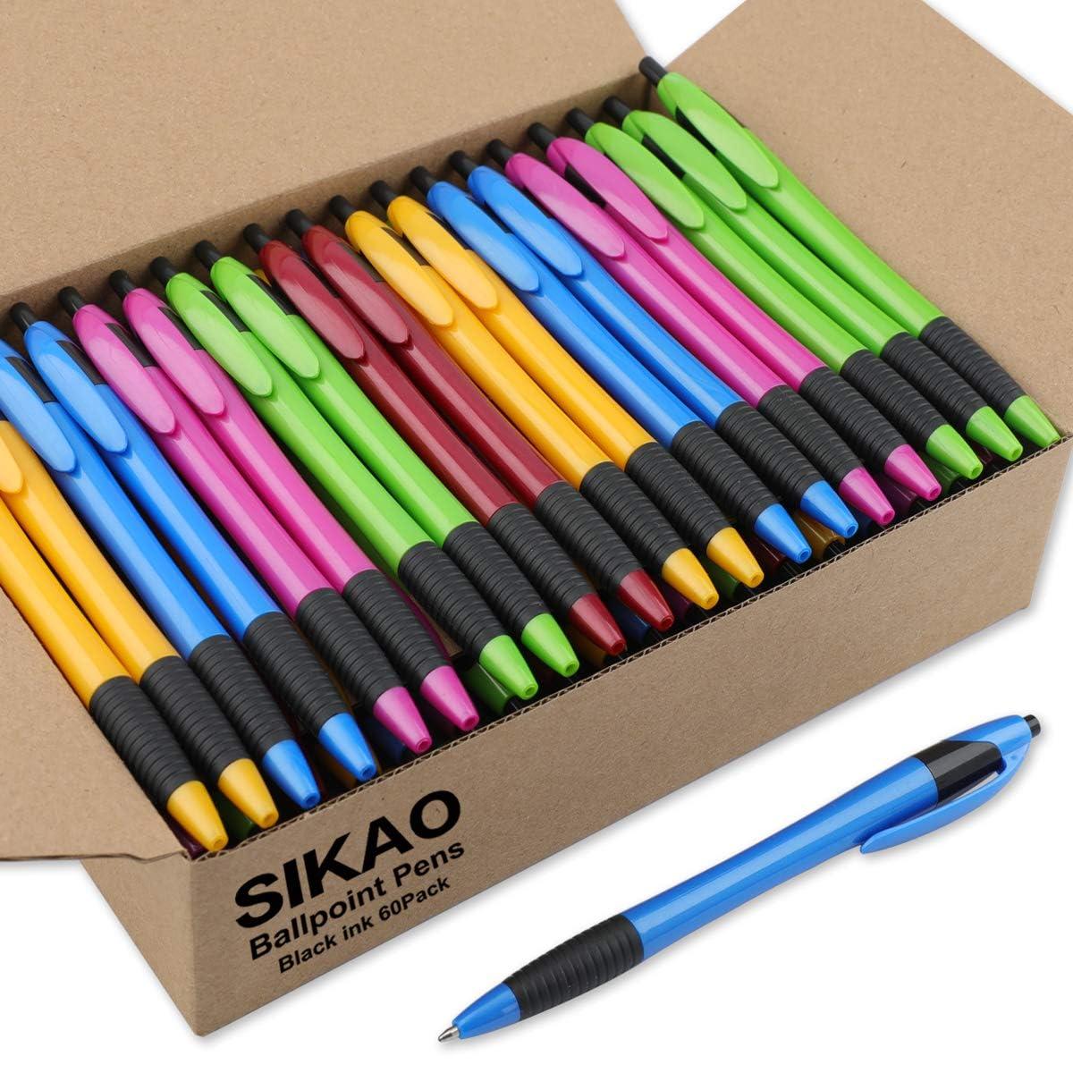 Pens Bulk Gripped Slimster Retractable Ballpoint Pen Medium Point Black ink Smooth Writing Pens for Journaling No Bleed (60Pack)