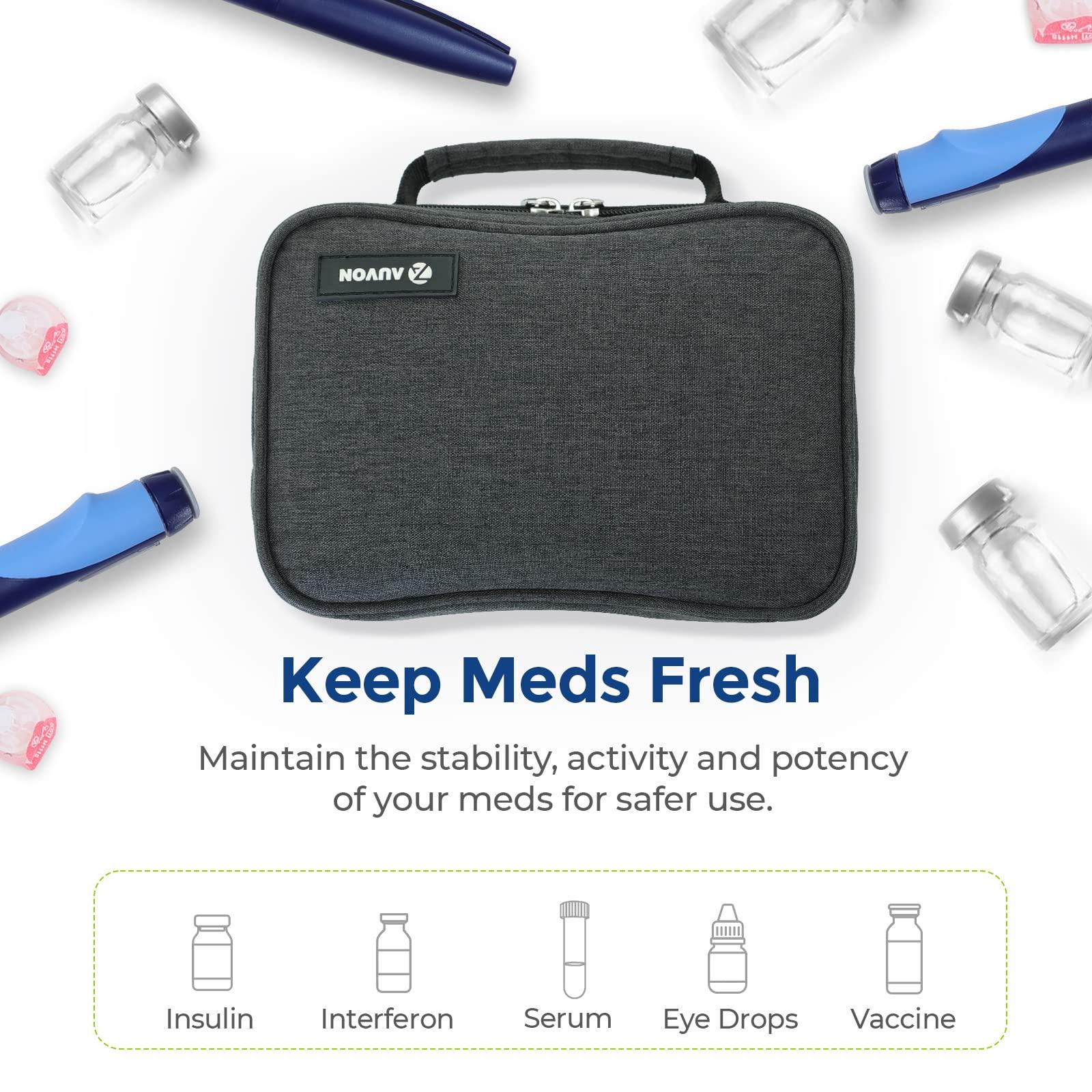 AUVON Large Insulin Cooler Travel Case, Longer Cooling Effect with 4 * 160g Ice Packs, Compact Medication Cooler Bag for 8 Insulin Pens and Diabetic Supplies, Ideal Travel Partner with Handle Design - Image 7