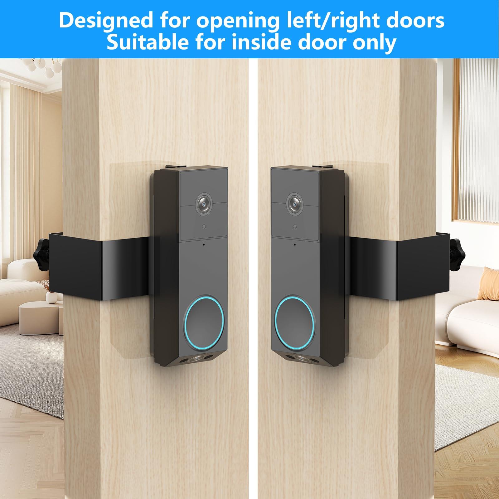 Anti-Theft Door Mount for Wyze Duo Cam Doorbell Only, No-Drill Wyze Doorbell Camera Mount, Metal Adjustable Door Bell Kits for Home Rentals Room Black - Image 5