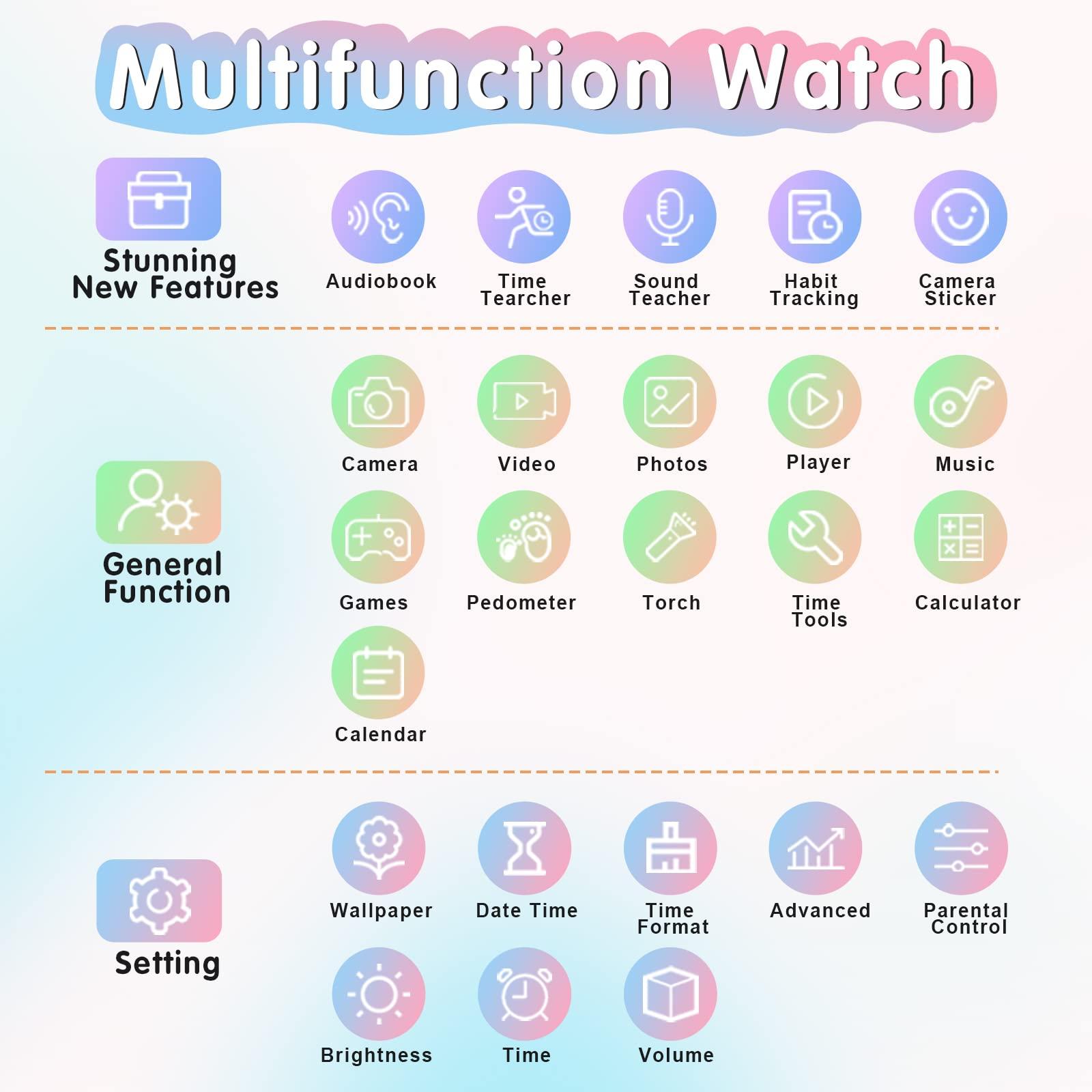 Kids Smart Watch Girls Boys - Smart Watch for Kids Game Watch Gifts for 4-12 Years Old with 15 Games Camera Alarm Video Music Player Pedometer Flashlight Birthday Gift Toys for Boys Girls (Pink) - Image 6
