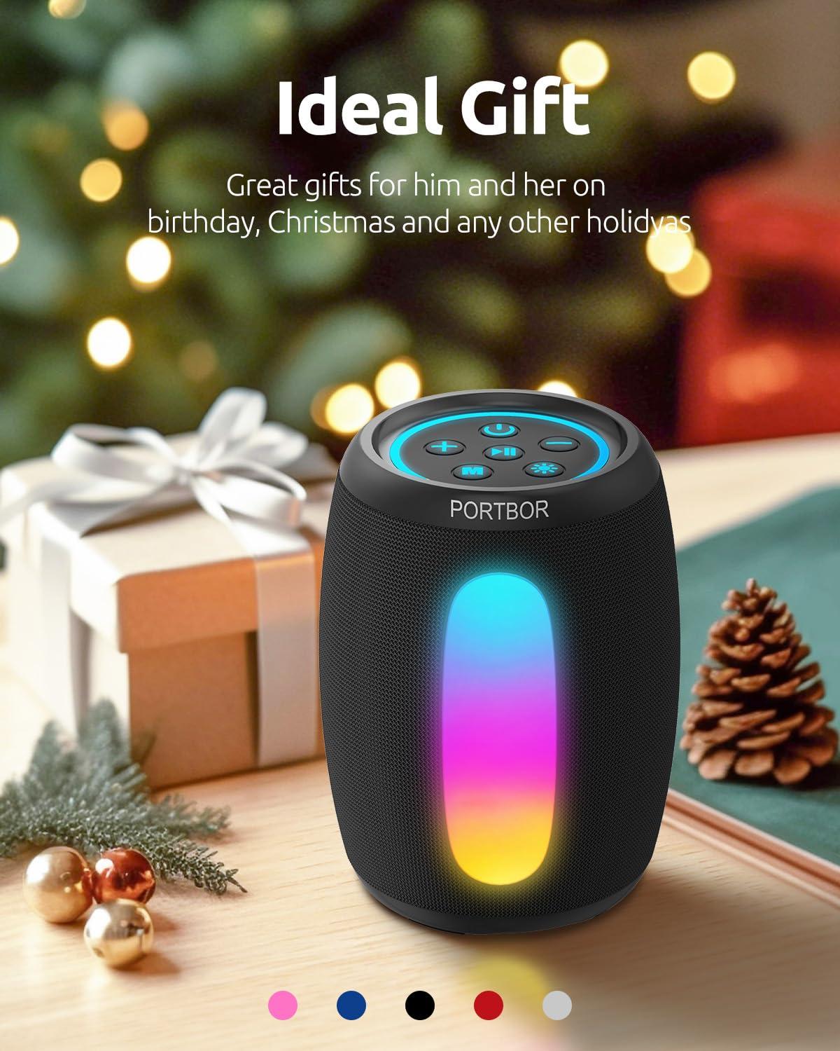 Portable Bluetooth Speaker, Powerful Stereo Sound Small Wireless Speaker with Lights, IPX5 Waterproof, BT5.3 with AUX Input, TWS Pairing, for Outdoor Home Party Camping, Electronics Gifts for Him Her - Image 8
