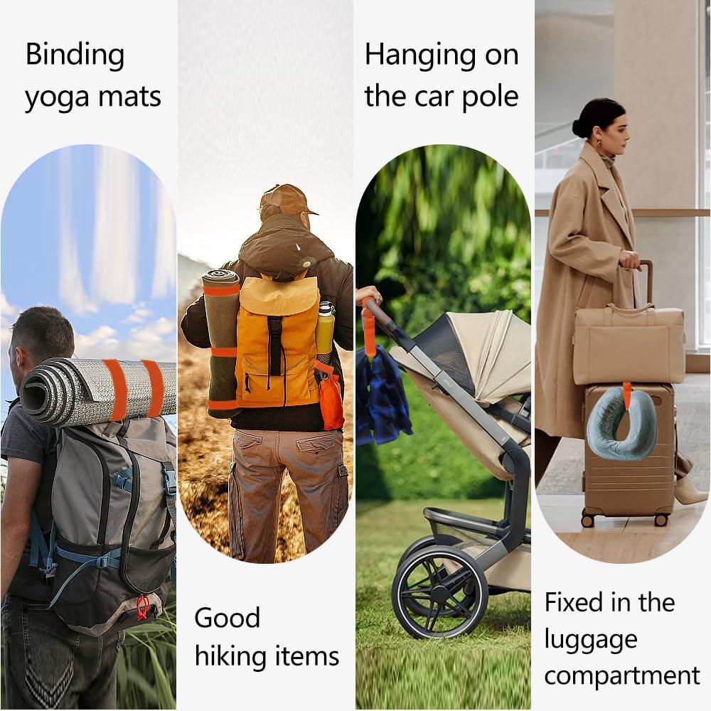 ZINMARK Luggage Straps for Suitcases, Add a Bag Luggage Strap Jacket Gripper Luggage Connector, Adjustable Luggage Hook Baggage Suitcase Belts Travel Accessories for Carry Your Extra Bags, Orange - Image 2