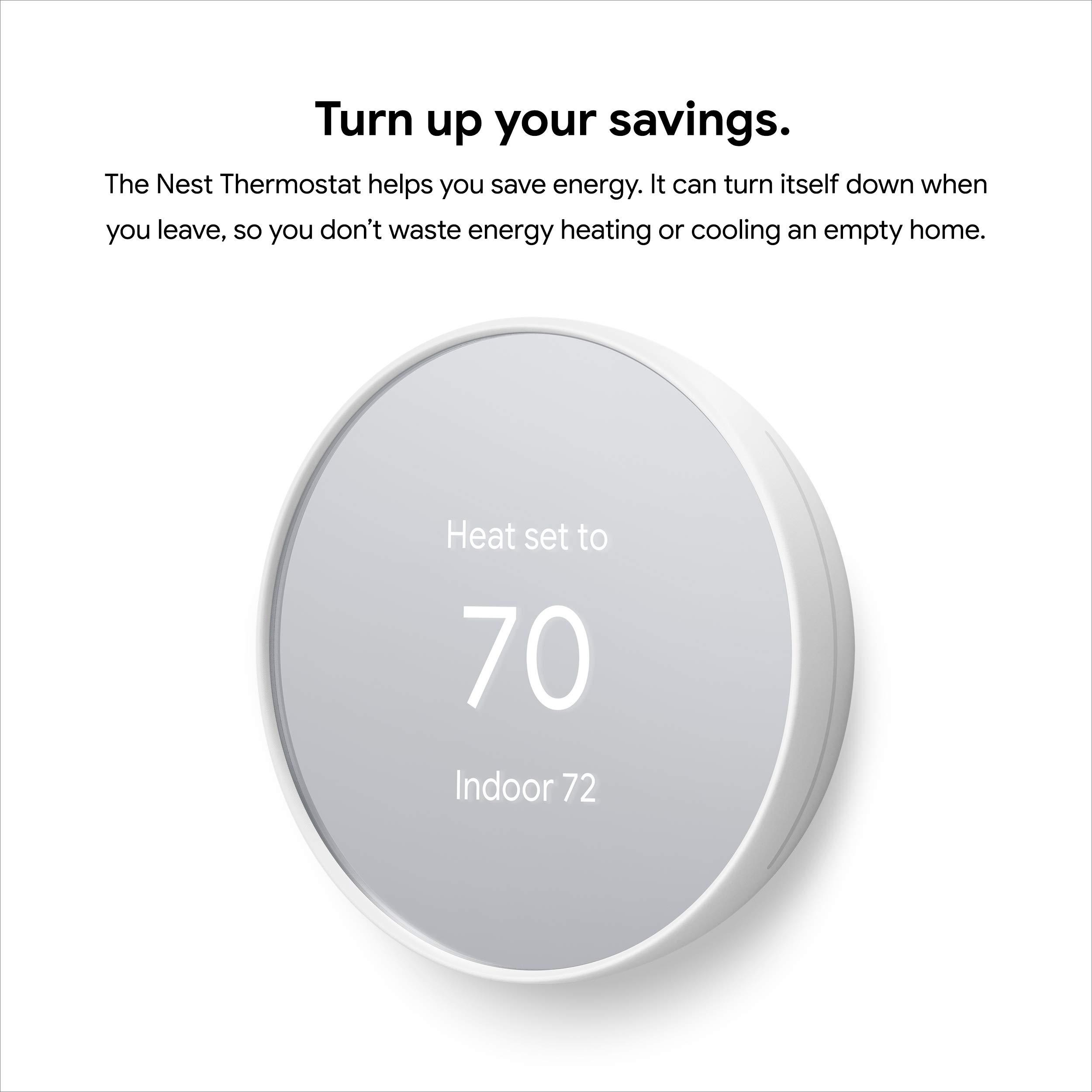 Google Nest Thermostat - Smart Thermostat for Home - Programmable Wifi Thermostat - Snow - Image 2