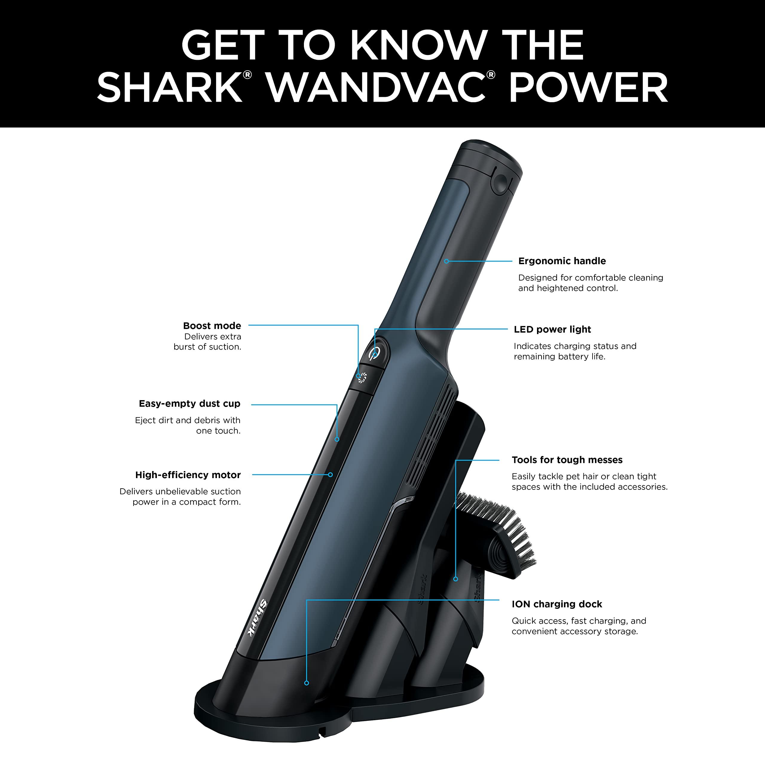 Shark WV410BL WANDVAC Cordless Hand Vacuum, Ultra-Lightweight & Portable with Powerful Suction & Tools for Pets, Designed for Car & Home, Dark Blue - Image 13