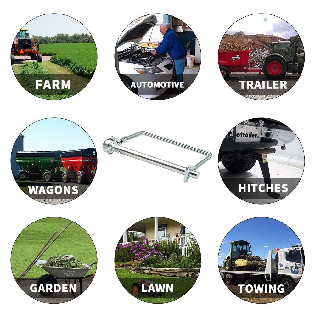 Comonc 15 PCS 1/4*4-1/2 Inch Trailer Hitch Pin Shaft Locking Pin Safety Coupler Pin 1/4 Hitch pin Wire Lock Pin 1/4" x 4-1/2" for PTO,Farm,Lawn,Hitches,and Garden - Image 5