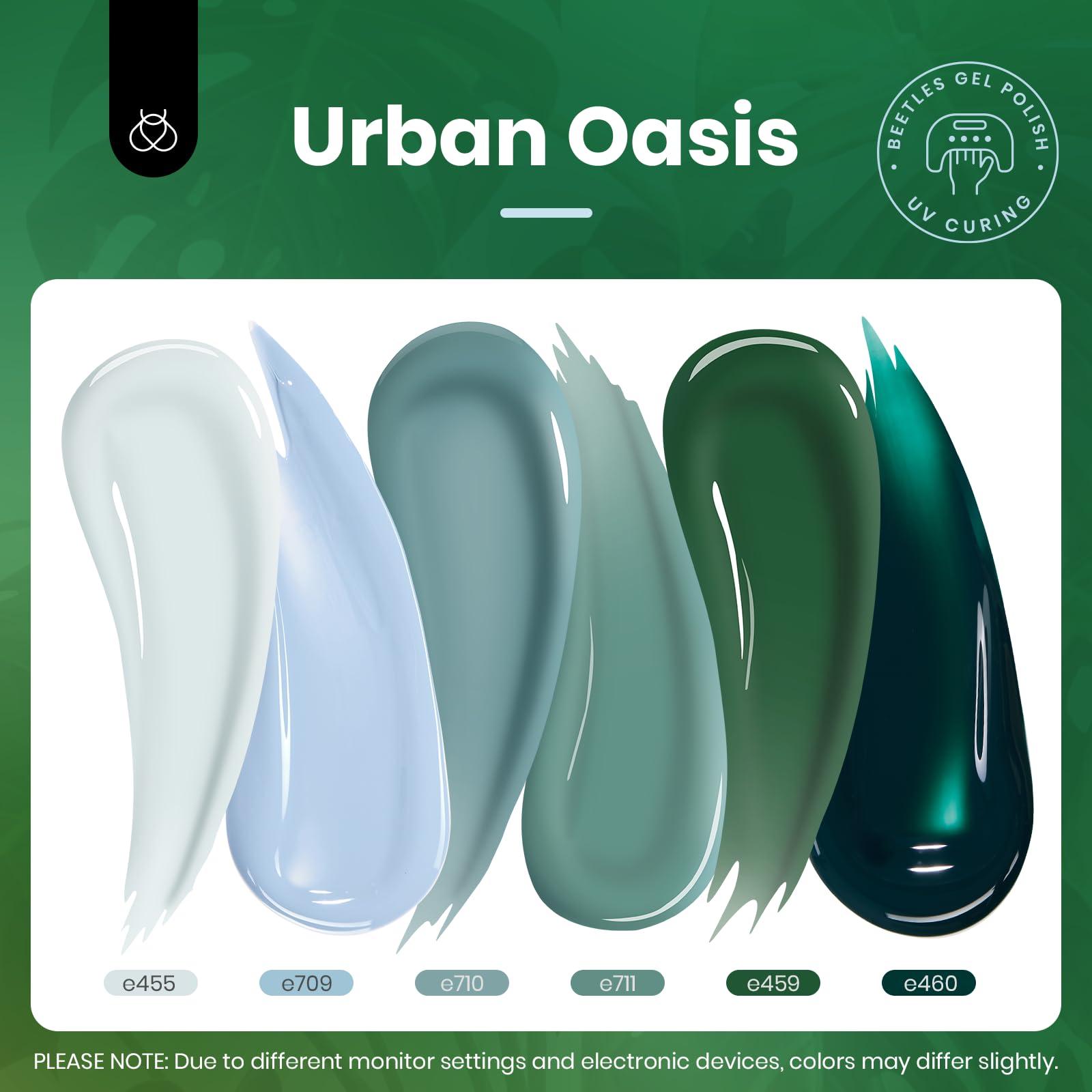 Beetles Spring Gel Nail Polish Set, 6 Colors 15ML Green Gel Nail Polish Kit Misty Gray Dark Green Baby Blue Full Size Nail Gel Polish Soak Off UV Lamp DIY Manicure Gel Gifts for Women - Image 2