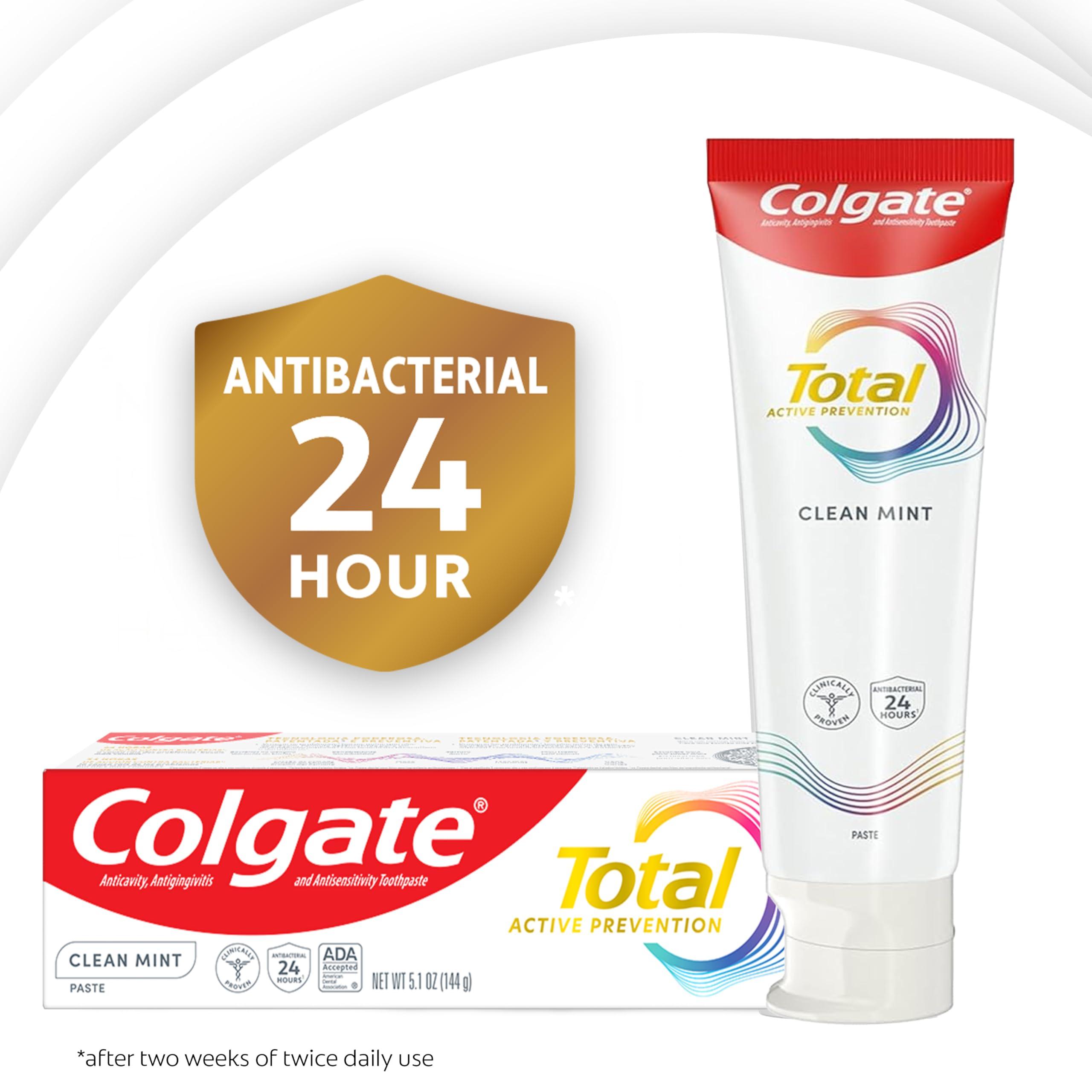 Colgate Total Clean Mint Toothpaste, 10 Benefits, No Trade-Offs, Freshens Breath, Whitens Teeth and Provides Sensitivity Relief, Clean Mint Flavor, 4 Pack, 5.1 Oz Tubes - Image 5