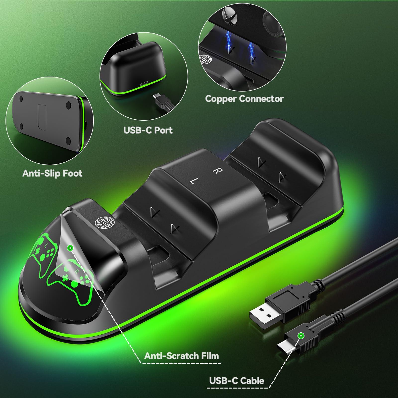 OIVO XSX Controller Charger Station with 2 Packs 4320mWh Rechargeable Battery for Xbox Series X/S/One/Elite/Core Controller, Charging Dock for Xbox with 4 Packs Covers - Image 7