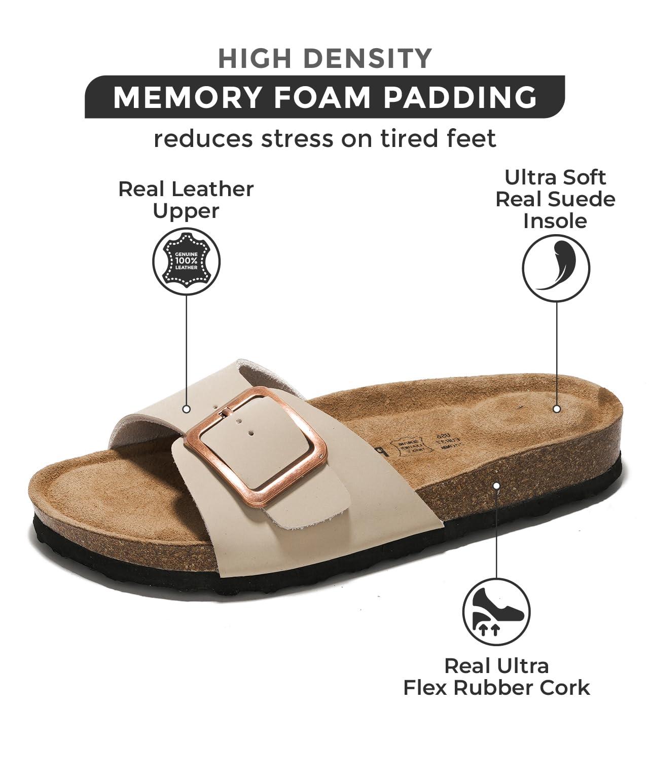 Project Cloud Genuine Leather Sandals Women Dressy Summer Beach Essentials - Flip Flops & Slides with Memory Foam Insole Womens Sandals Comfortable Footwear - Image 3