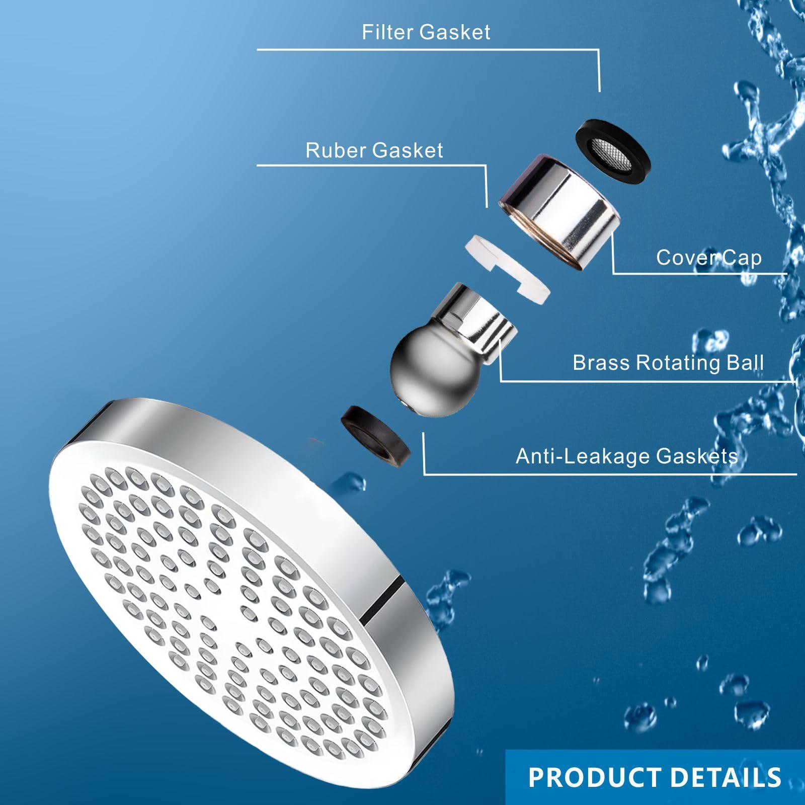 Katezon Shower Head High Pressure Rain, Luxury Showerhead with Chrome Plated Finish, Adjustable Replacement for Your Bathroom Shower Heads, Anti-Clogging Silicone Nozzles(6 Inch) - Image 3