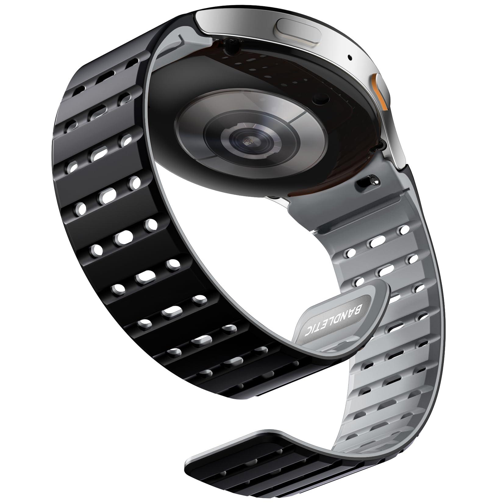 Bandletic Magnetic Silicone Band Compatible with Samsung Galaxy Watch 7 6 5 4 FE 40mm 44mm/for Galaxy Watch 6 4 Classic 43mm 47mm 42mm 46mm/Watch 5 Pro 45mm, 20mm No Gap Sport Strap for Men Women