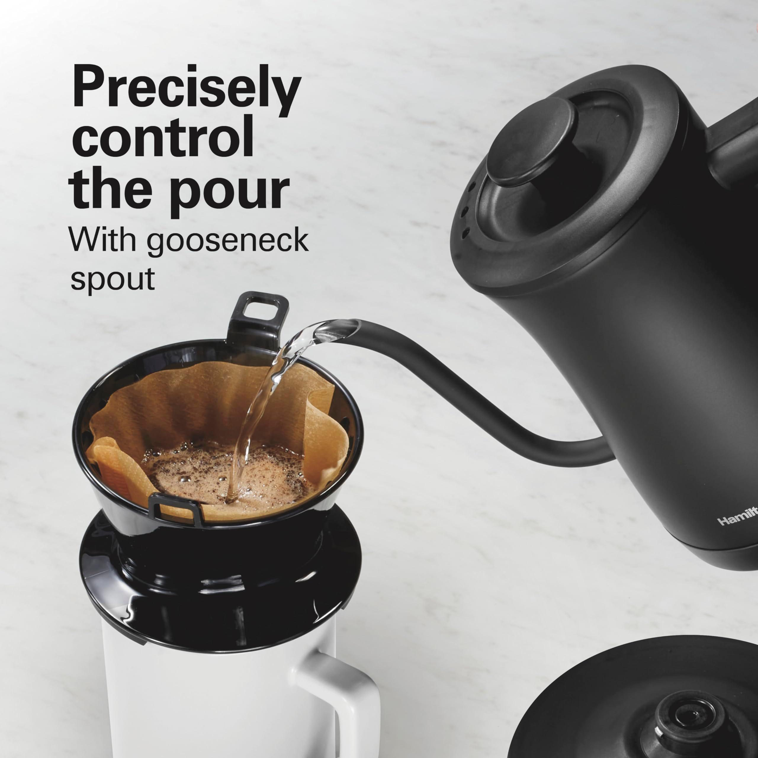 Hamilton Beach Compact 20 oz. / 0.6 Liter Gooseneck Electric Kettle for Boiling Water, Pour Over Coffee, Tea, Ultra Fast Heating With 1200 Watts, Stainless Steel BPA-Free Interior, Black (41045) - Image 3