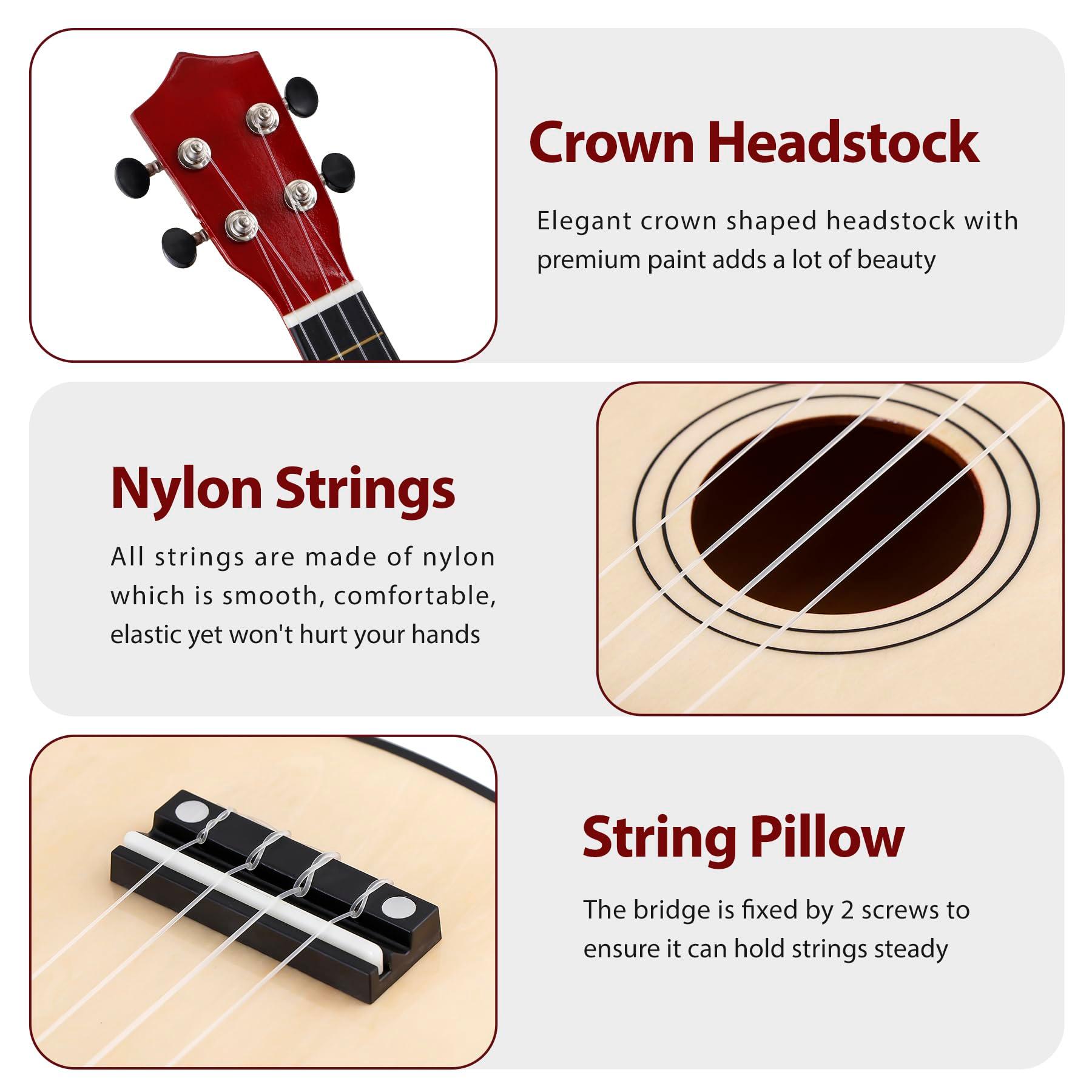 Saicool Soprano Ukulele Beginner Kit, 21 Inch Ukelele with Gig bag and Digital Tuner for Beginners, Natural - Image 8