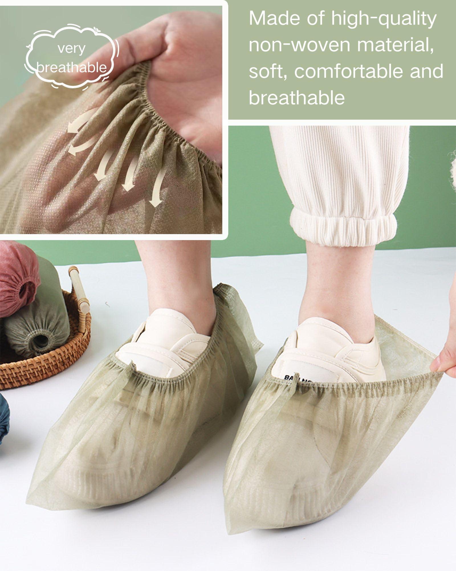 Disposable Shoe Covers 100-Pack(50 Pairs) Multi-color Indoor Thickened Non-Woven Fabric Dustproof Booties Home Slip Resistant Shoe Covers - Image 4