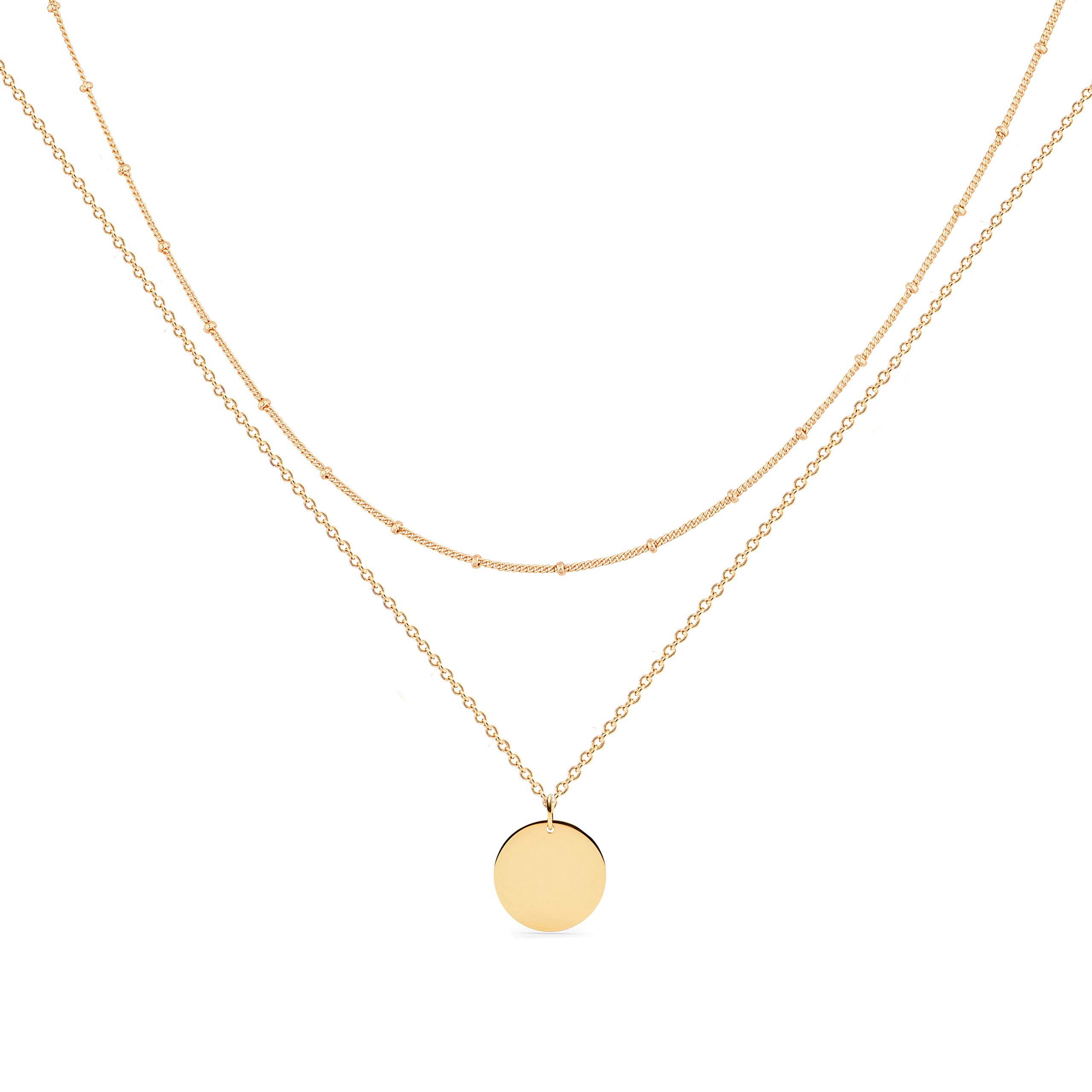 MEVECCO Layered Heart Necklace Pendant Handmade 18k Gold Plated Dainty Gold Choker Arrow Bar Layering Long Necklace for Women