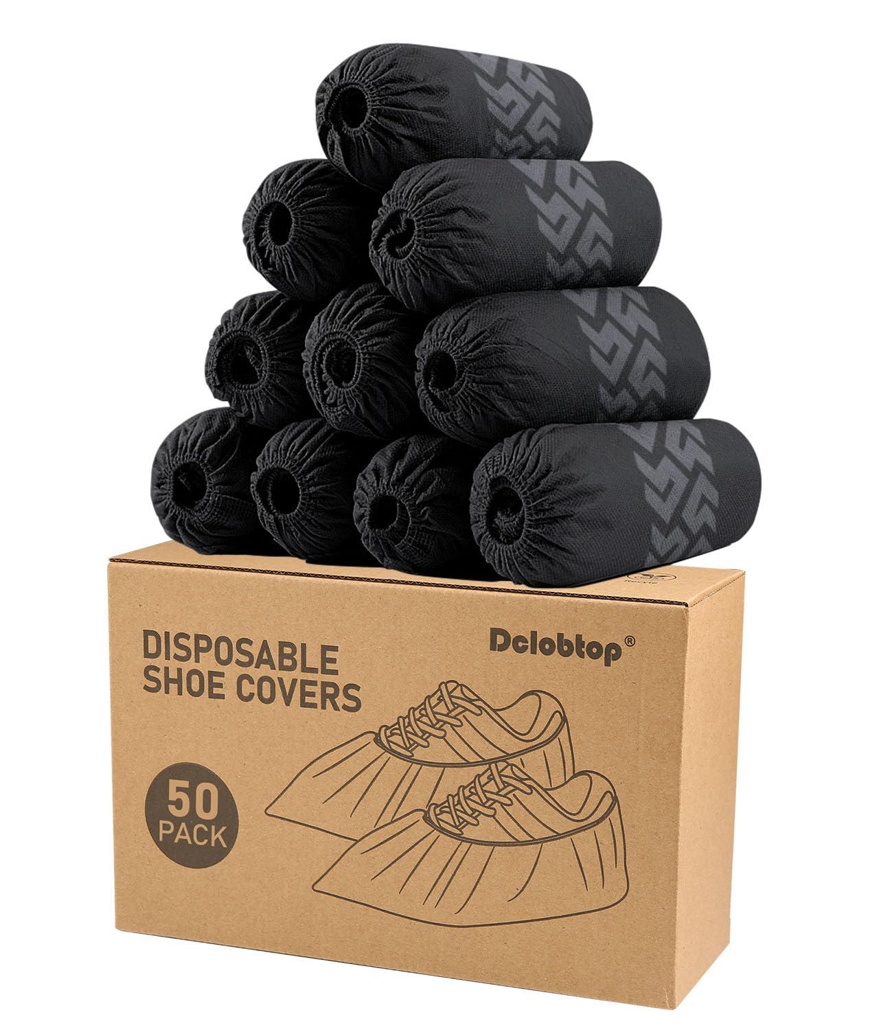 Recycable Shoe Covers Disposable - Black Shoe Covers for Indoors,50Pcs Booties for Shoe cover,Fits Up To 11 US Men and 13 US Women Size,Recyclable Non-Woven Fabric
