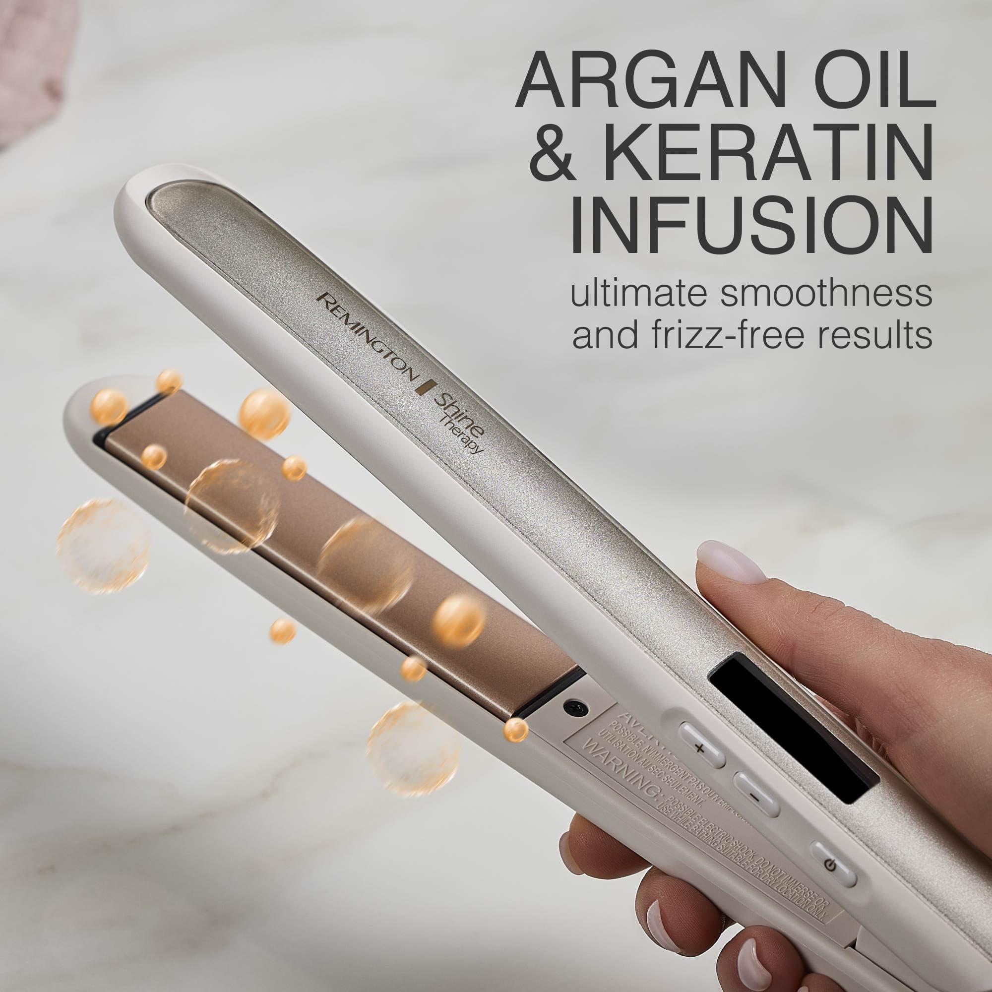 Remington Shine Therapy 1 inch Hair Straightener Iron, Flat Iron Infused with Argan Oil & Keratin, Professional Ceramic Flat Iron for Less Frizz, Shines and Smooth, Styling Tools - Image 6