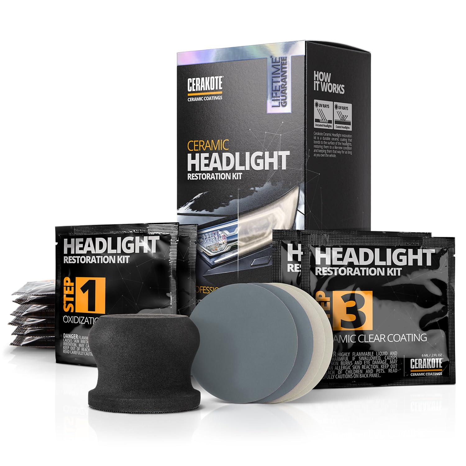 CERAKOTE® Ceramic Headlight Restoration Kit – Guaranteed To Last As Long As You Own Your Vehicle – Brings Headlights Back to Like New Condition - No Power Tools Required - 10 Wipe Kit - Image 2