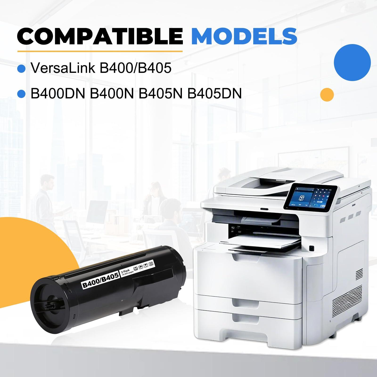 VersaLink B405/B400 Black Extra High Capacity Toner Cartridge 106R03584 Toner Cartridge Compatible for Xerox VersaLink B400 B405 B400N B400DN B405N B405DN Printer - 24,600 Pages, 2 Pack - Image 2