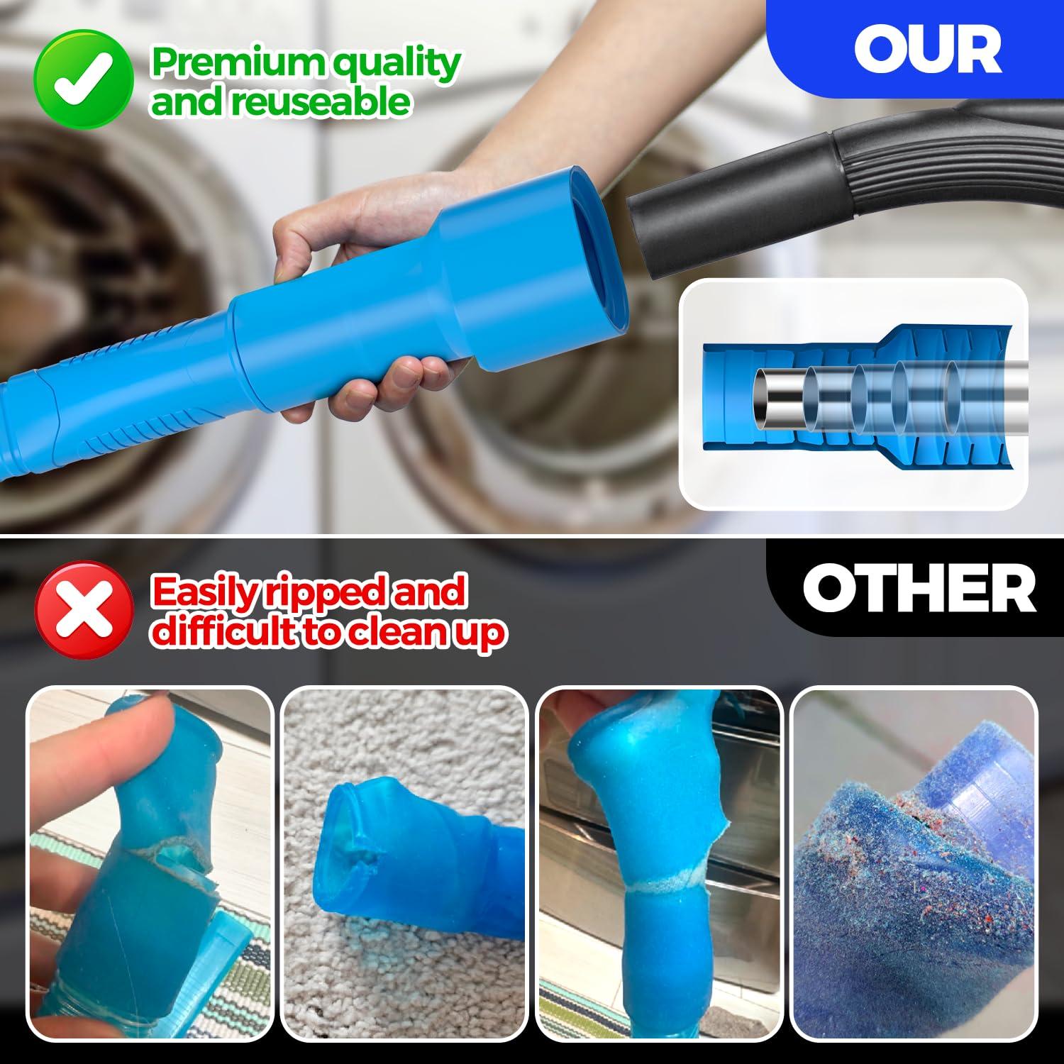 Holikme 2 Pieces Dryer Vent Cleaner Kit, Dryer Lint Vacuum Attachment and Flexible Dryer Lint Brush, Dryer Vent Vacuum Hose Attachment, Blue - Image 2