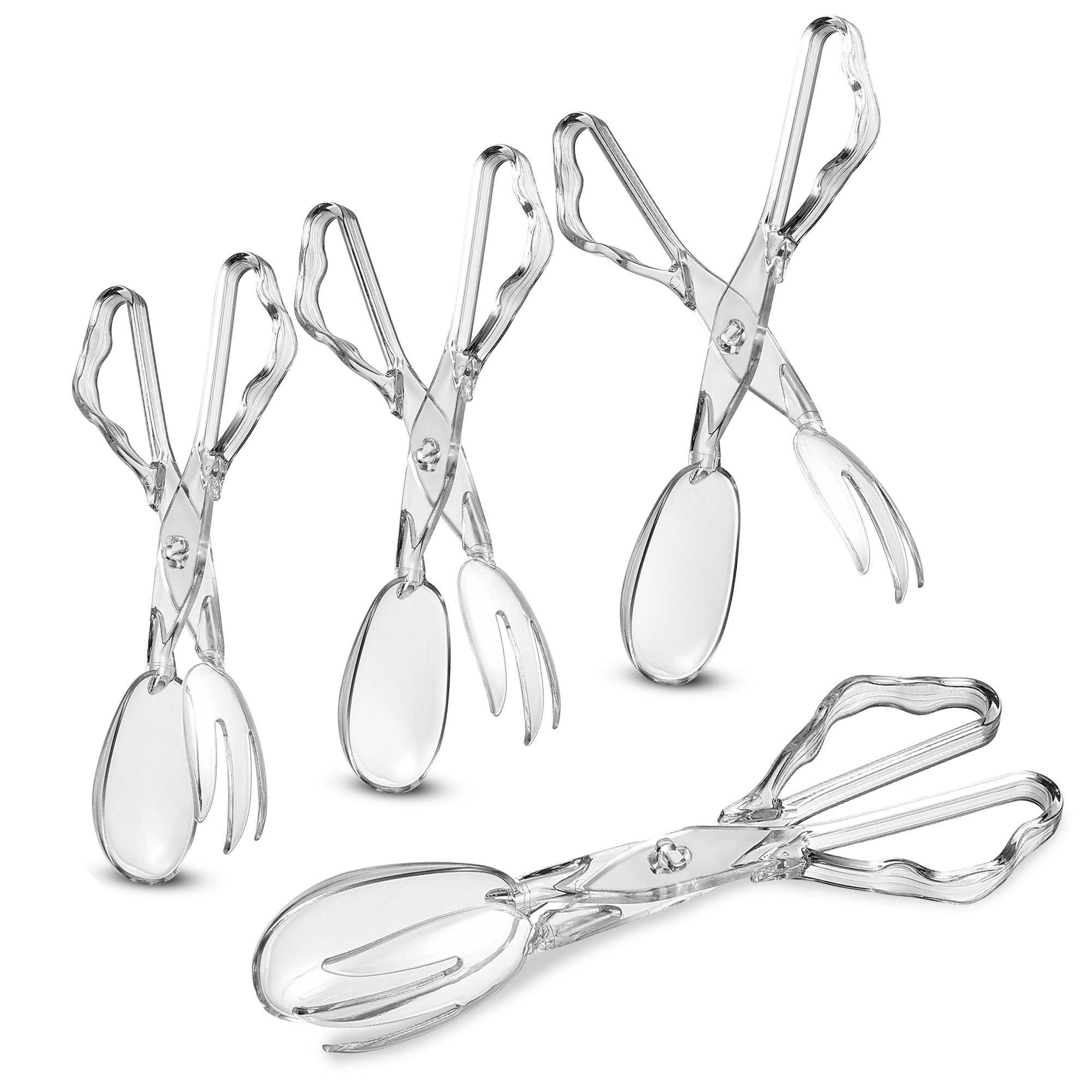 Pack of 4 11-Inch Clear Plastic Scissor Salad Tongs - Premium, Heavy-Duty, Reusable Serving Utensils for Catering, Cooking, Buffets, Party Supplies, and Weddings, Dishwasher Safe - Image 4